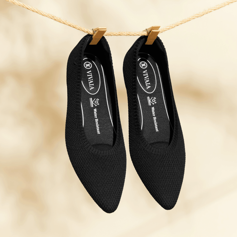 [Aria 5°] Pointed toe, water-repellent, flat shoes