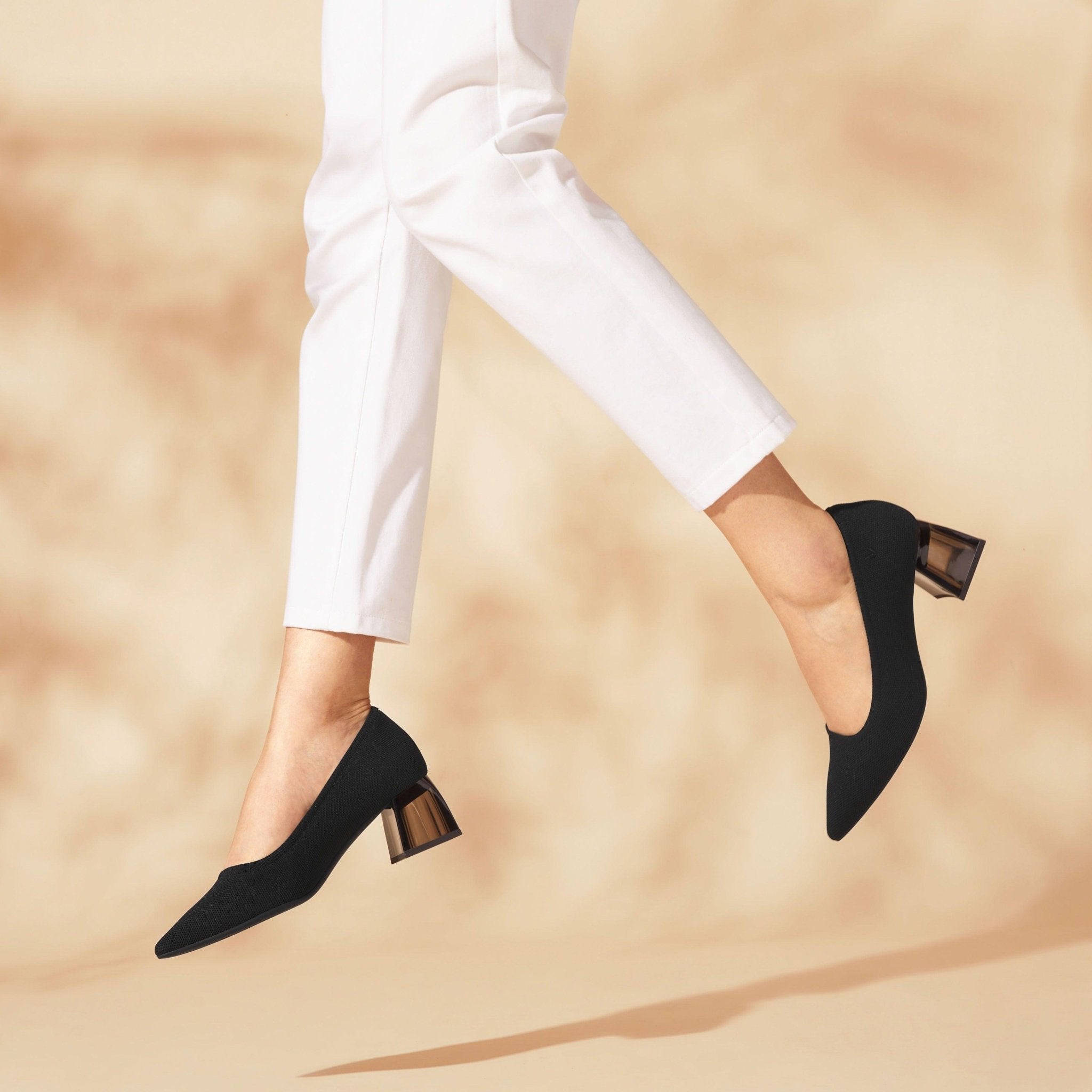 [Aria Block Heel] Pointed toe Chunky Heel Pumps