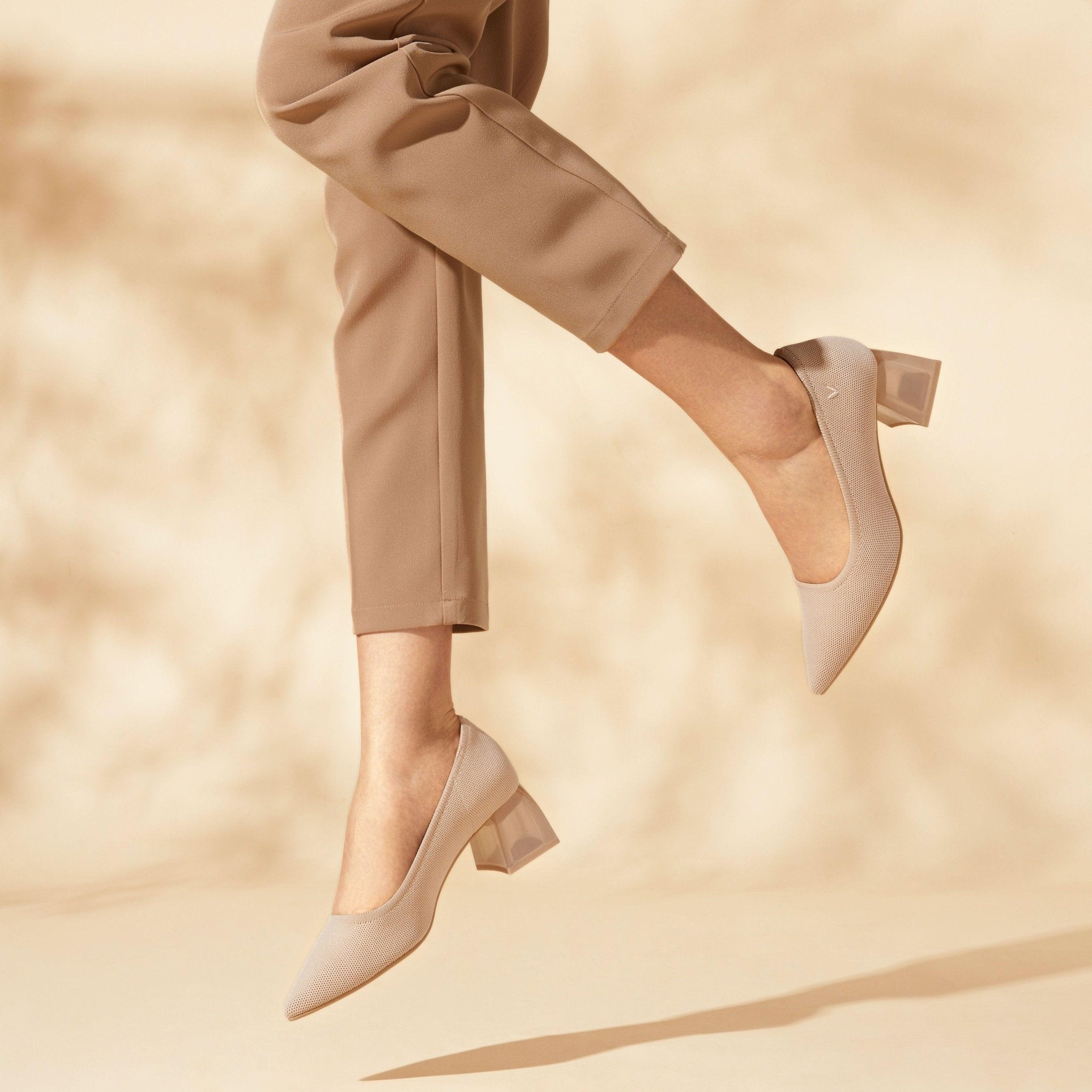 [Aria Block Heel] Pointed toe Chunky Heel Pumps