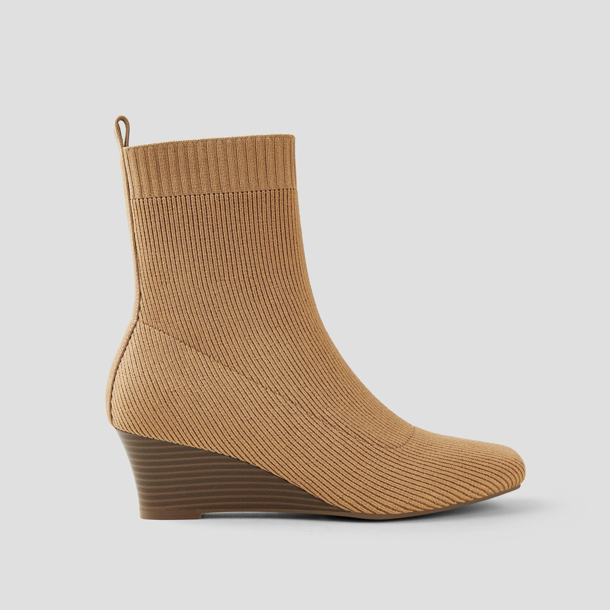 [Margot Wedge Bootie] Square toe Water Repellent Wedge Short Boots