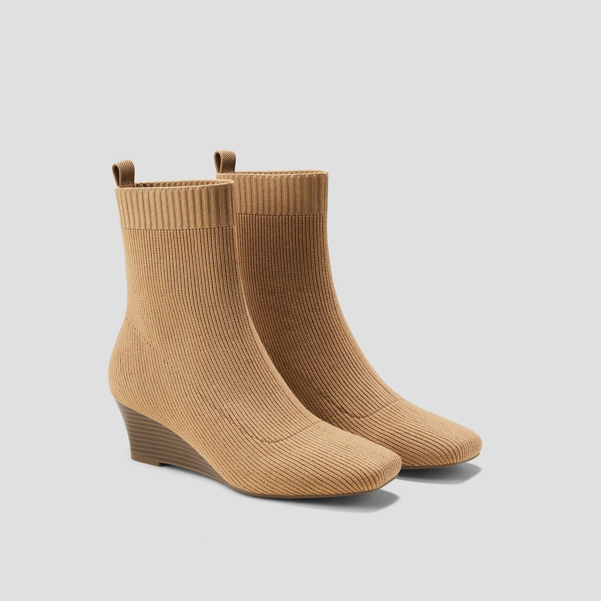 [Margot Wedge Bootie] Square toe Water Repellent Wedge Short Boots