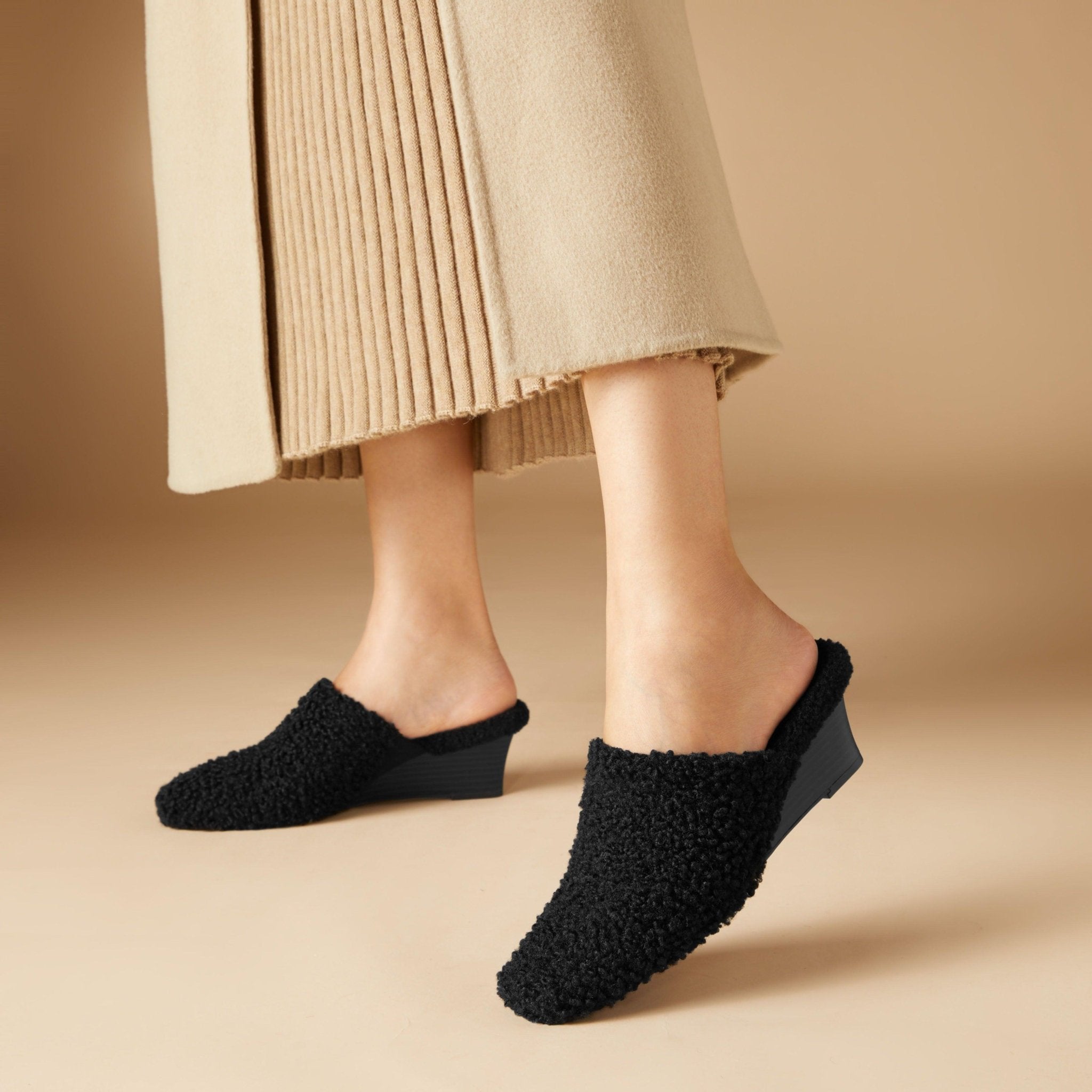 [Margot Wedge Mules] スクエアトゥ ウェッジ ミュール