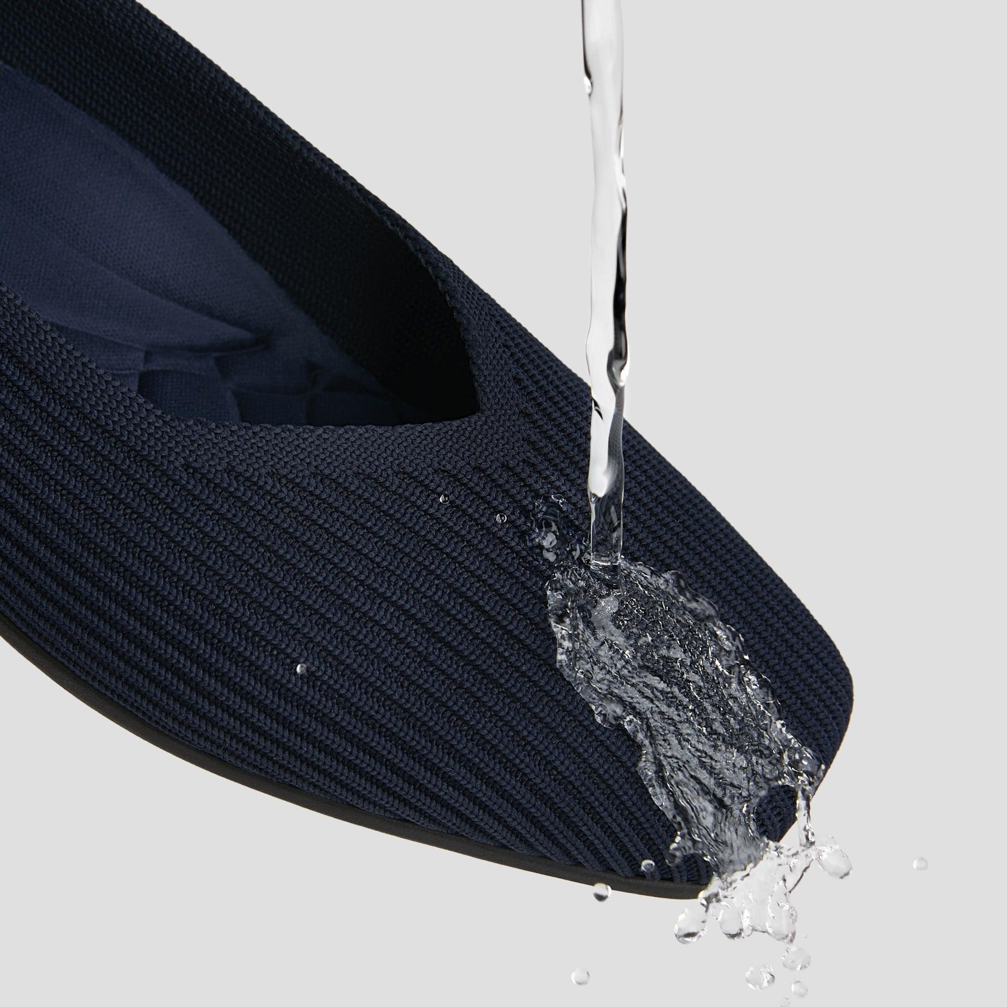 [Margot Walker Super Water Repellent] Square Toe Ultra Lightweight Thick Sole Flat Shoes