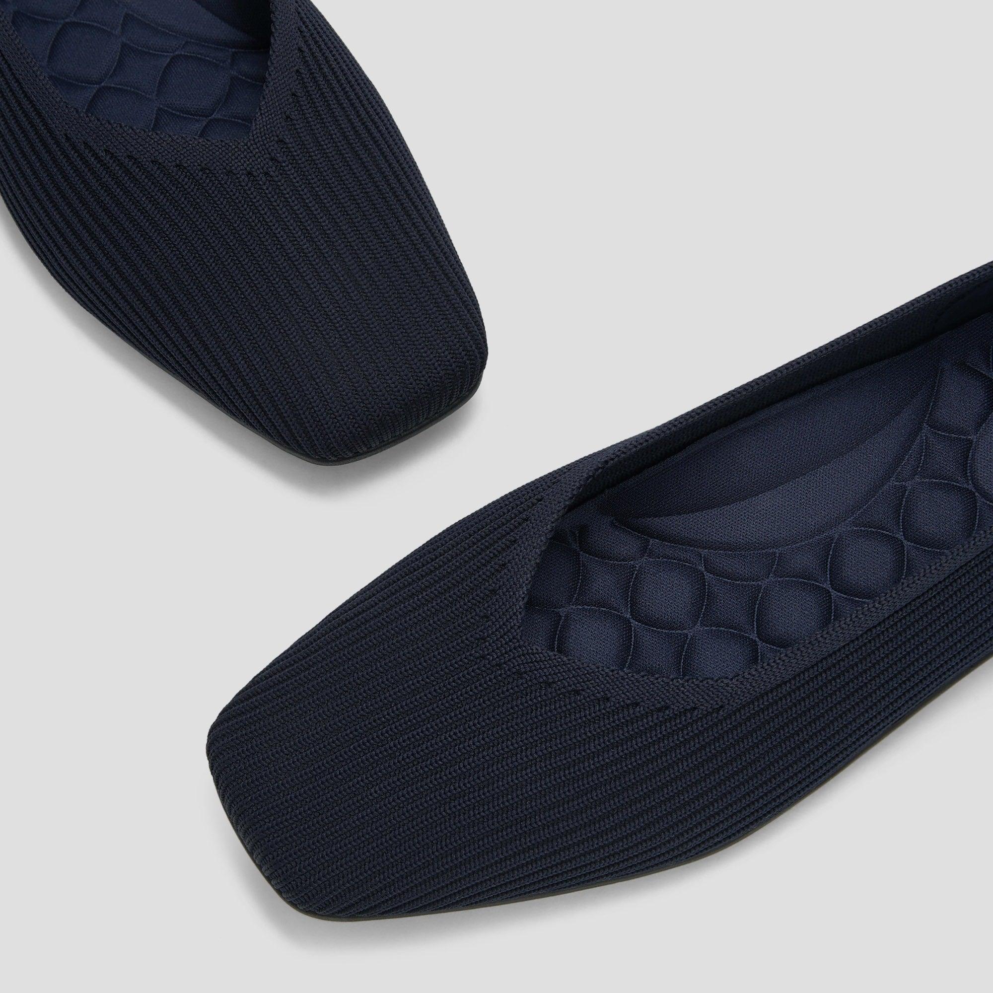 [Margot Walker Super Water Repellent] Square Toe Ultra Lightweight Thick Sole Flat Shoes
