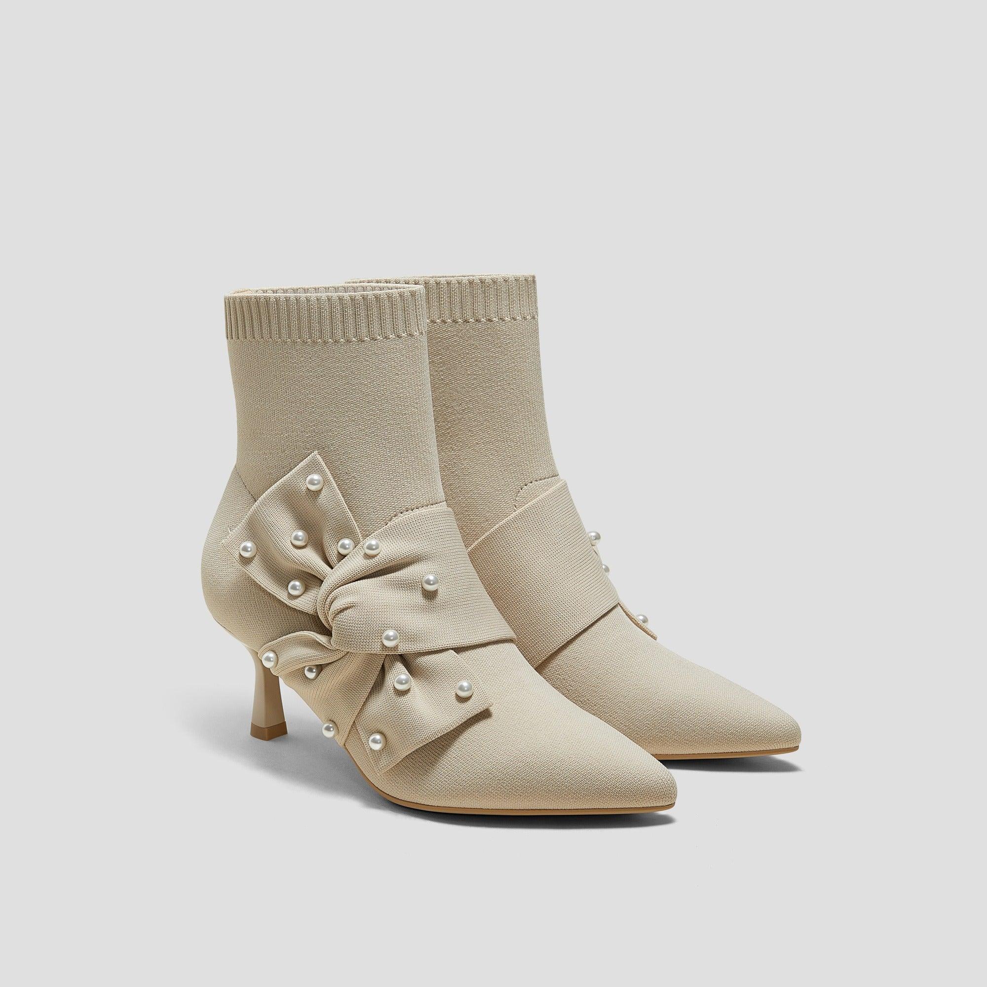 [Athena] ポインテッドトゥ 撥水加工 アンクル ヒールブーツ