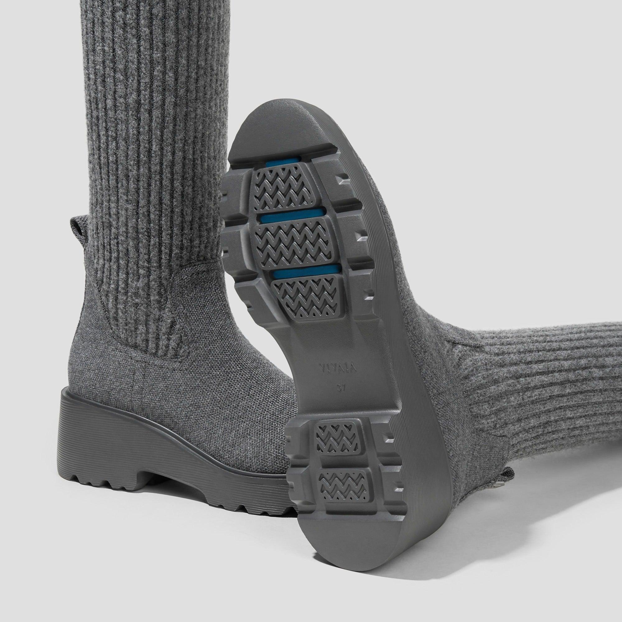 [Eduarda] ラウンドトゥ 撥水加工 ニーハイ プラットフォーム チャンキー ウェッジブーツ