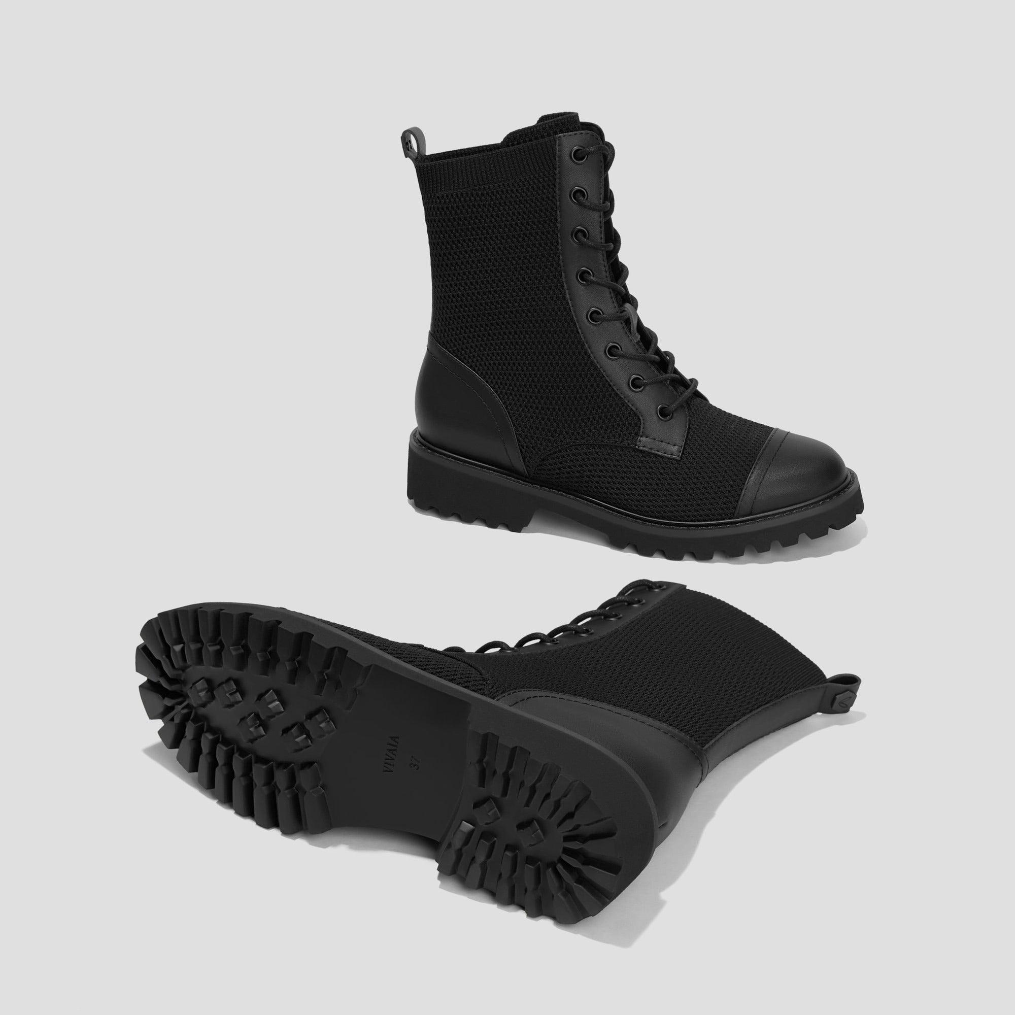 [Florence] ラウンドトゥ 撥水加工 ラグソール レースアップ アンクルブーツ