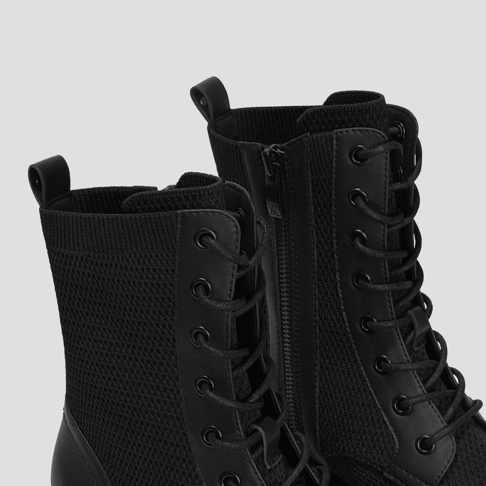 [Florence] ラウンドトゥ 撥水加工 ラグソール レースアップ アンクルブーツ