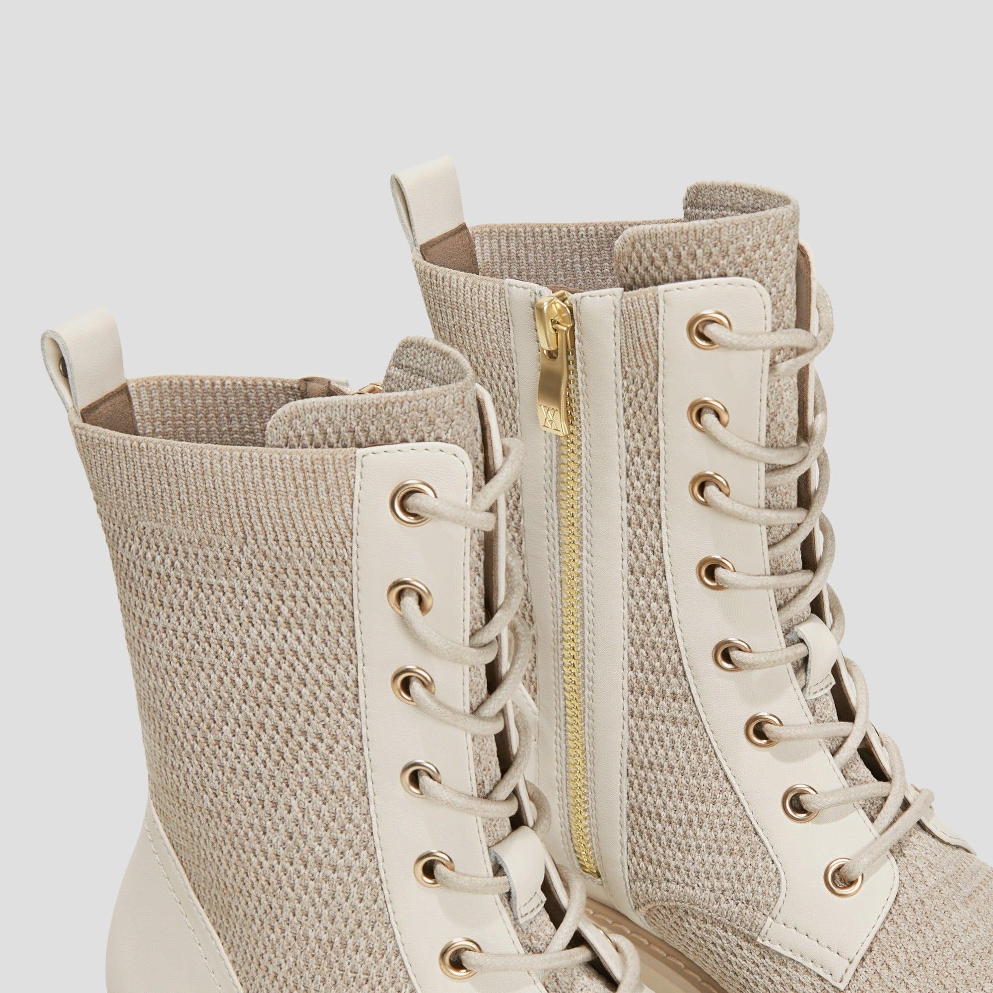 [Florence] ラウンドトゥ 撥水加工 ラグソール レースアップ アンクルブーツ