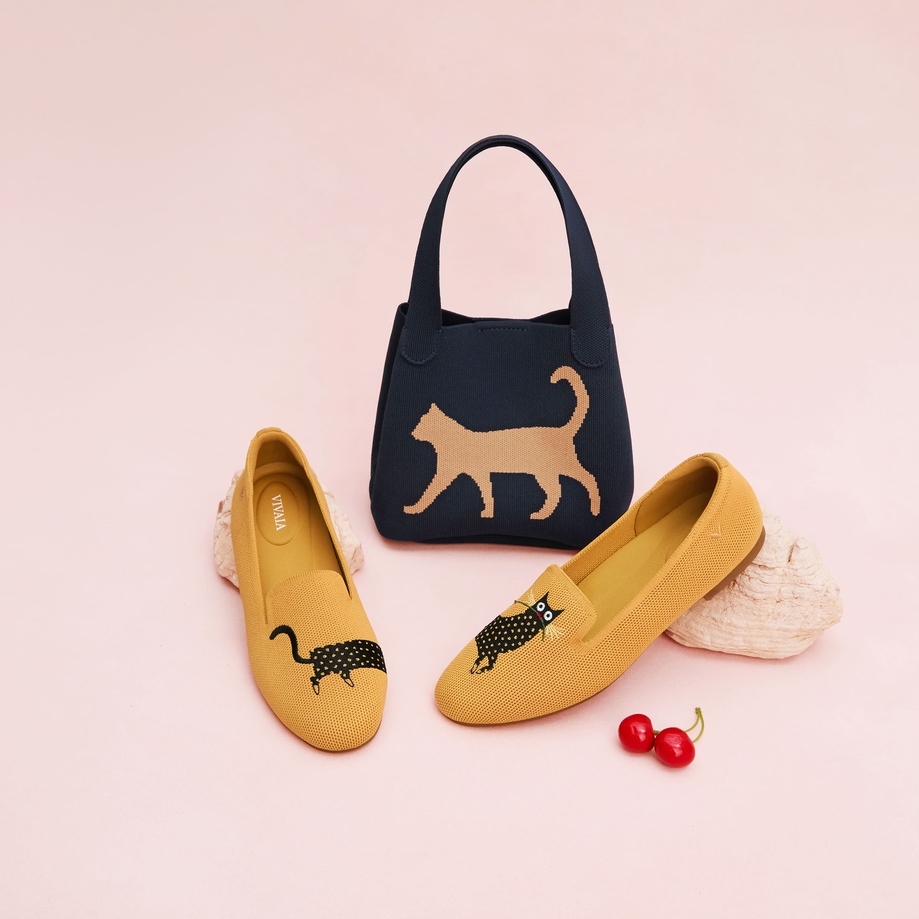 [Audrey+Anita] ラウンドトゥ 刺繍ローファー&ミニトートバッグ セット