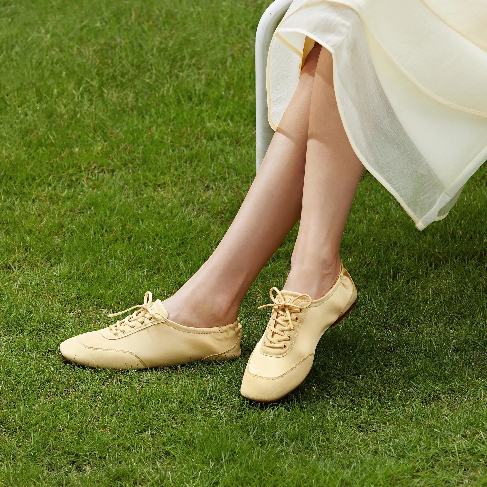 [Cristina] Lace-up Satin Sneaker Lina