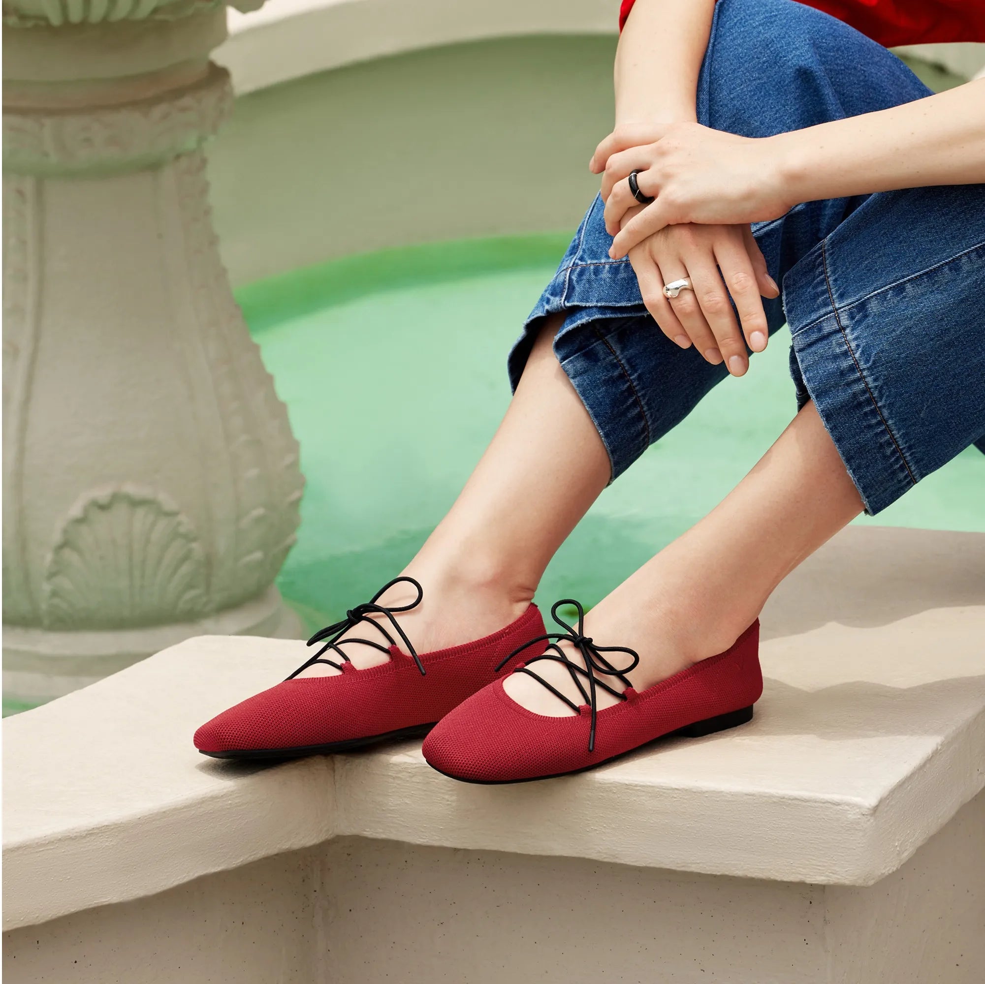 [Miley] スクエアトゥ レースアップ メリージェーン