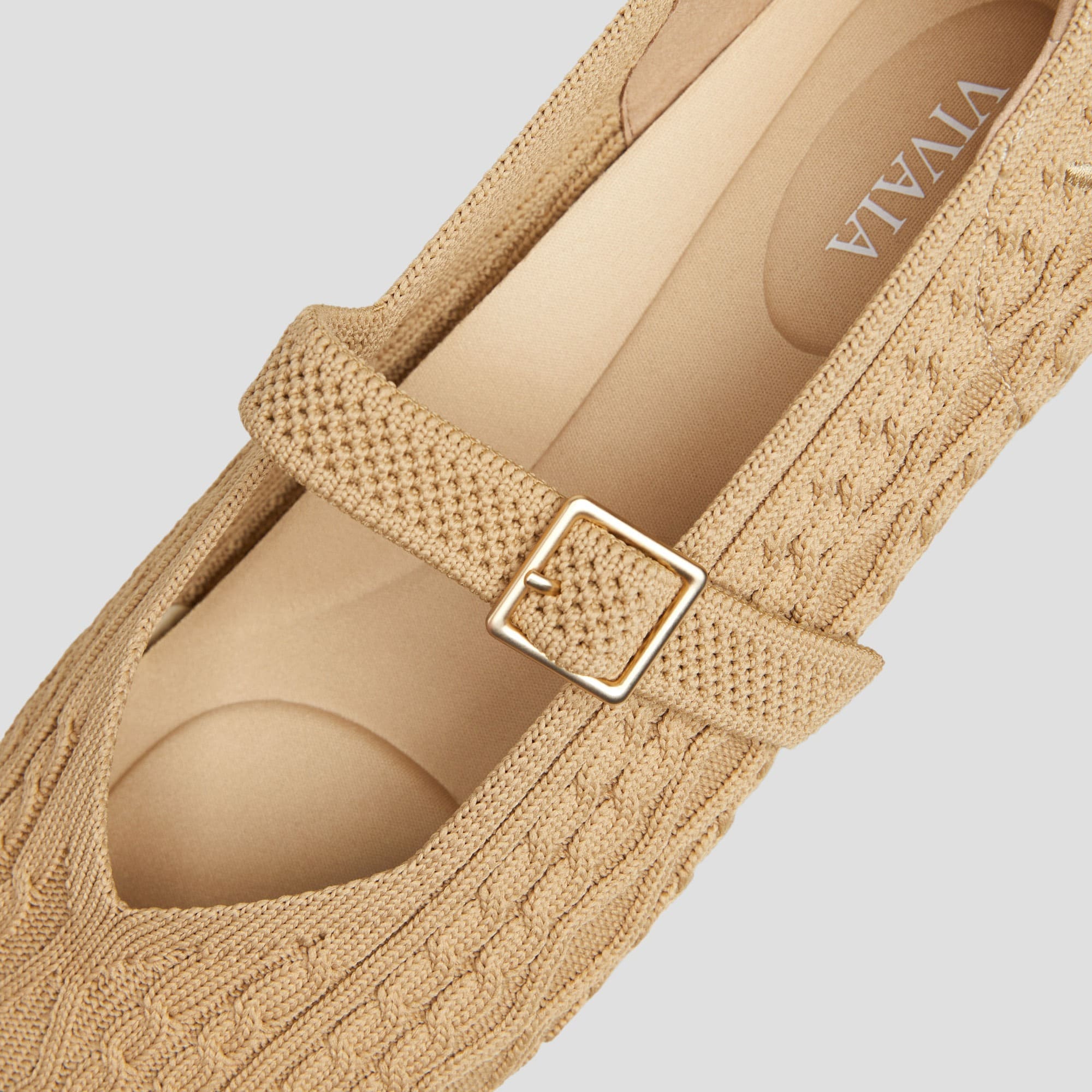【美品】VIVAIA ビバイア メリージェーン フラットシューズ ベージュ 39 Margot Mary-Jane] スクエアトゥ メリージェーン フラット