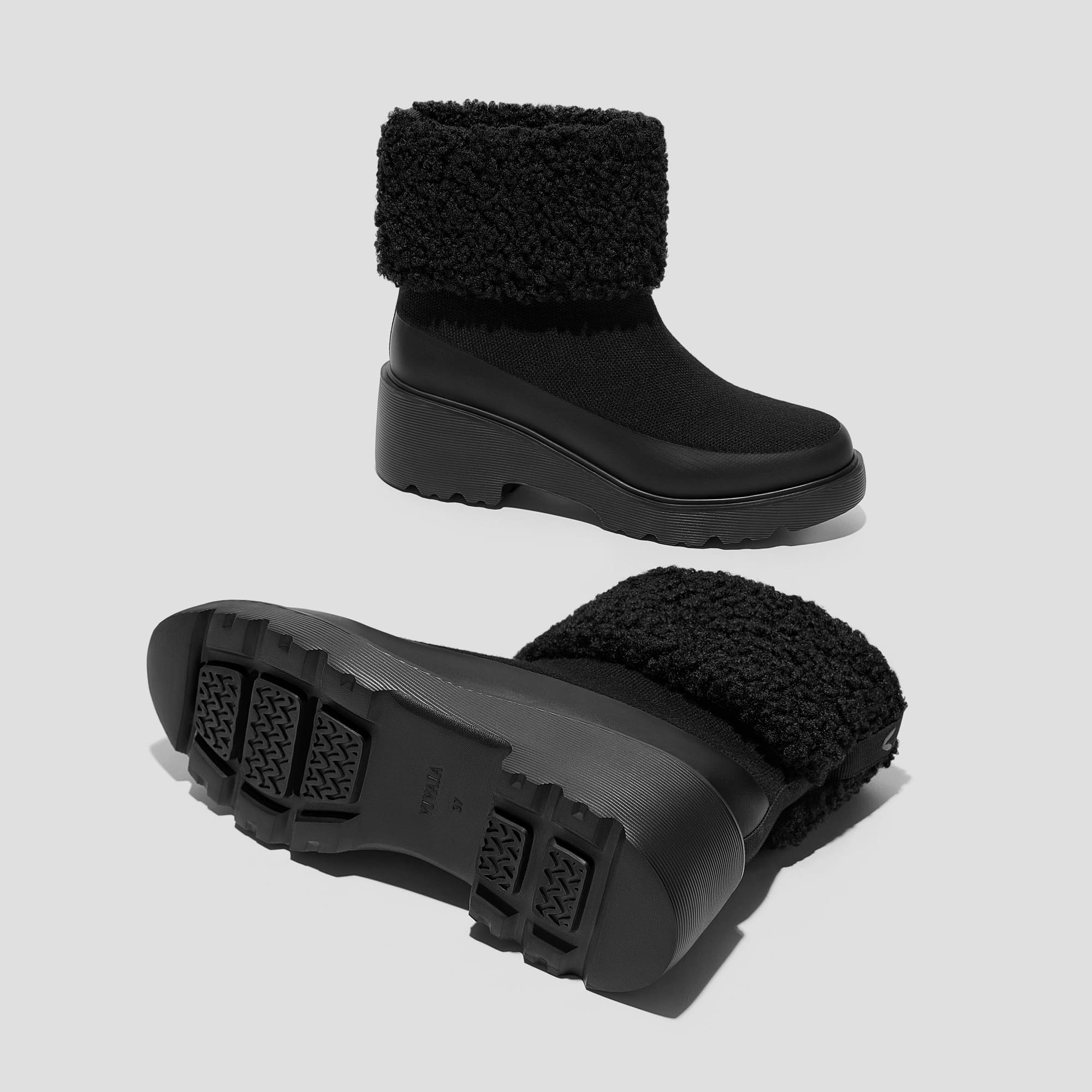 [Elaine] フォー・ファー プラットフォーム チャンキー ウェッジブーツ