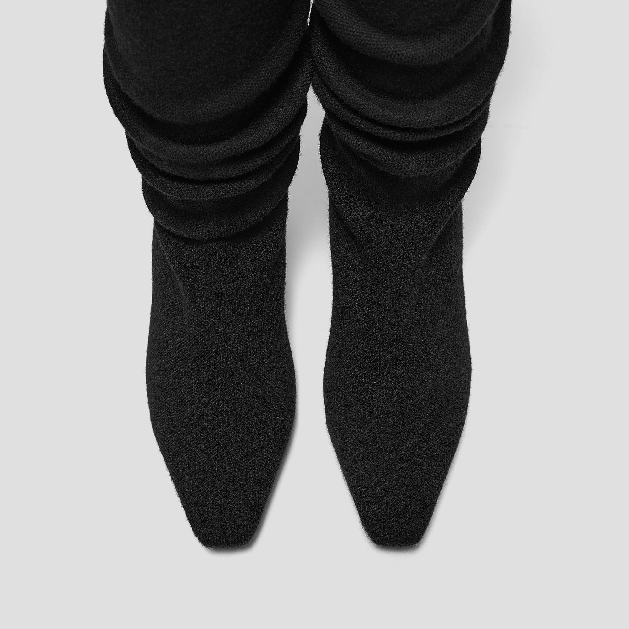 [Rumi] スクエアトゥ スロウィー ニーハイ キトゥンヒール ブーツ