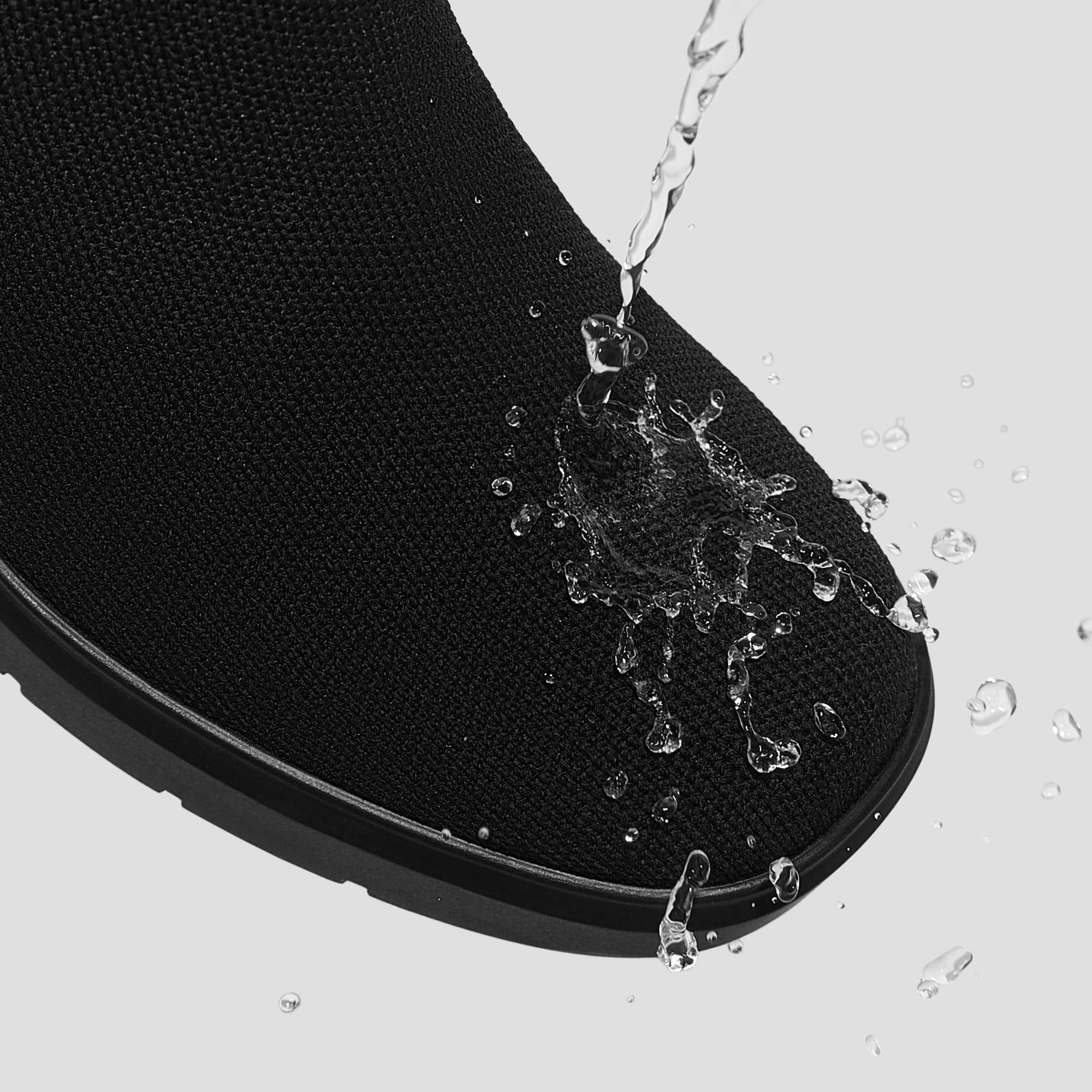 [Gisella] スクエアトゥ 撥水加工 ヒールブーツ