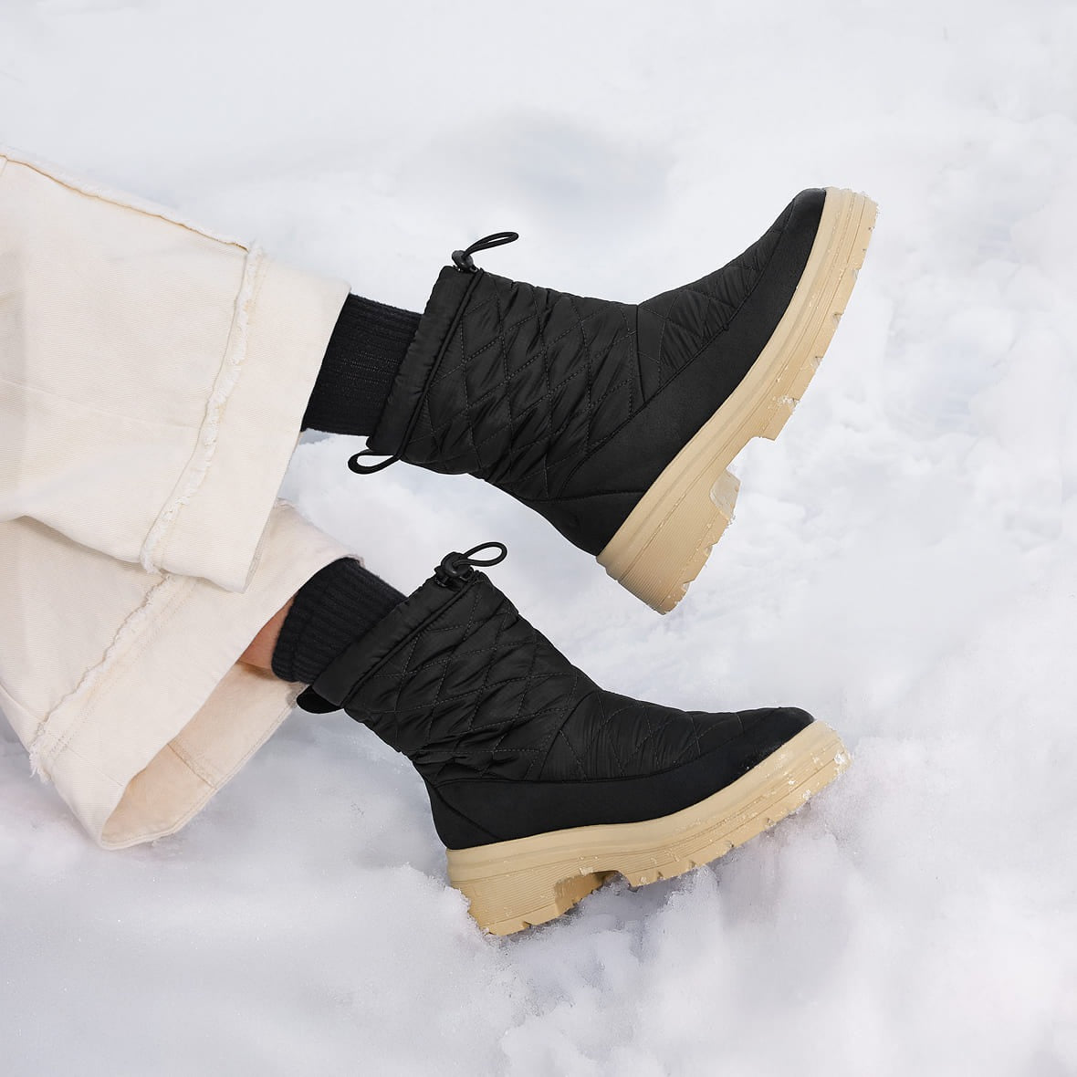 [Theo]防水 キルティングウォームブーツ