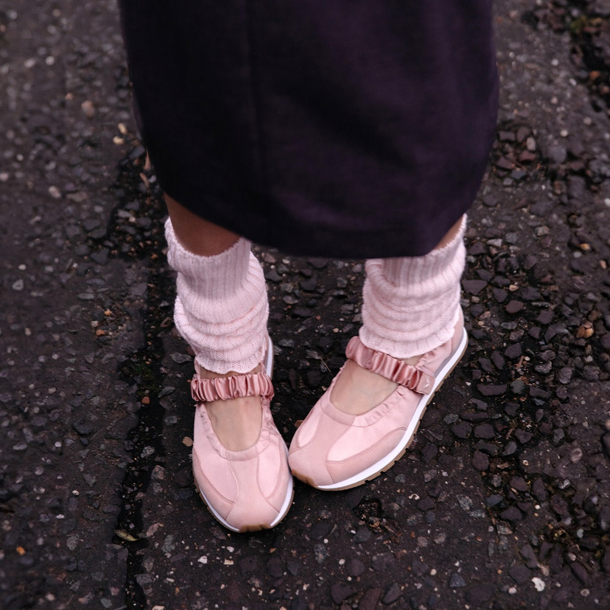 [Ayla] ラウンドトゥ サテン 厚底 メリージェーン  スニーカー