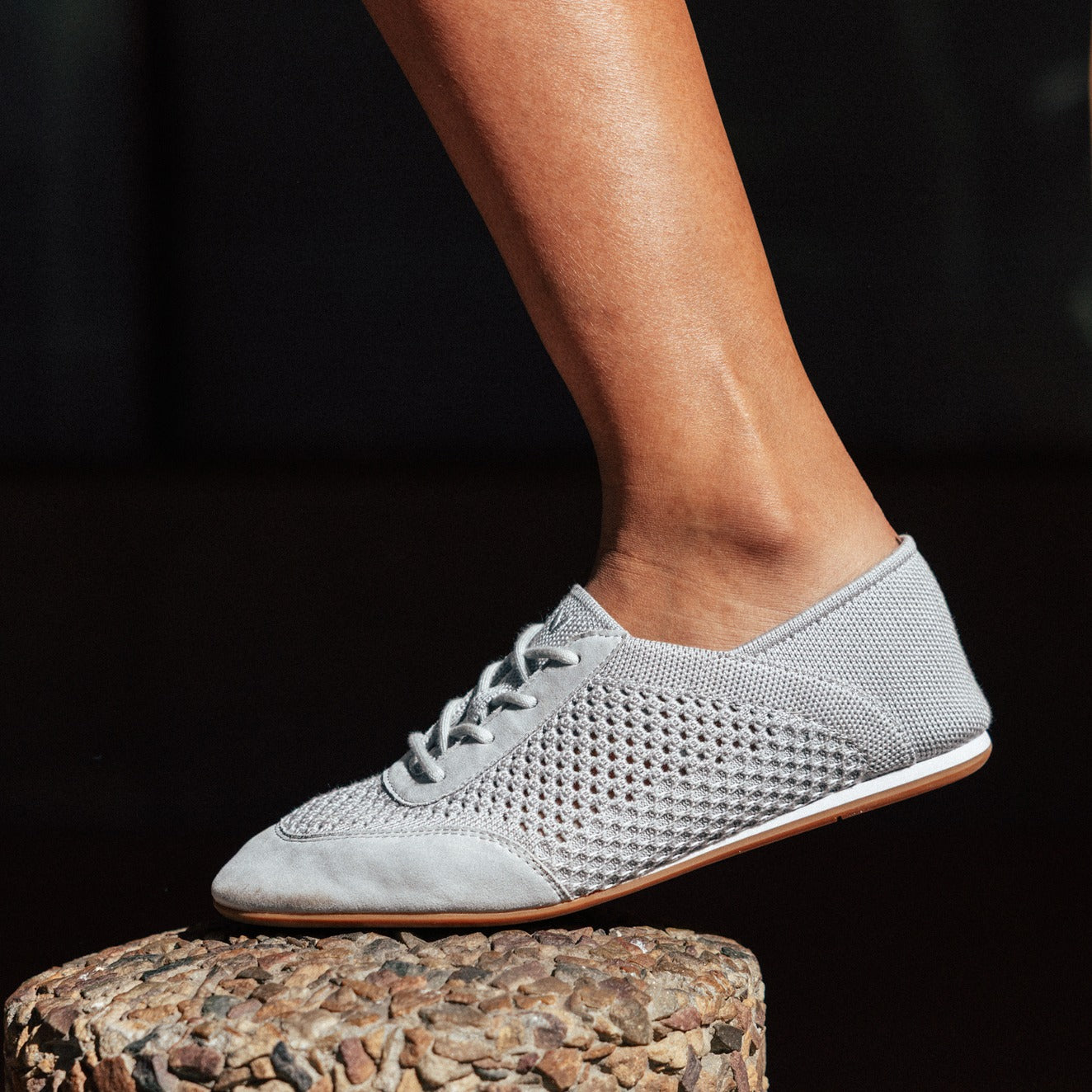 [Yara] アーモンドトゥ メッシュ バレエスニーカー