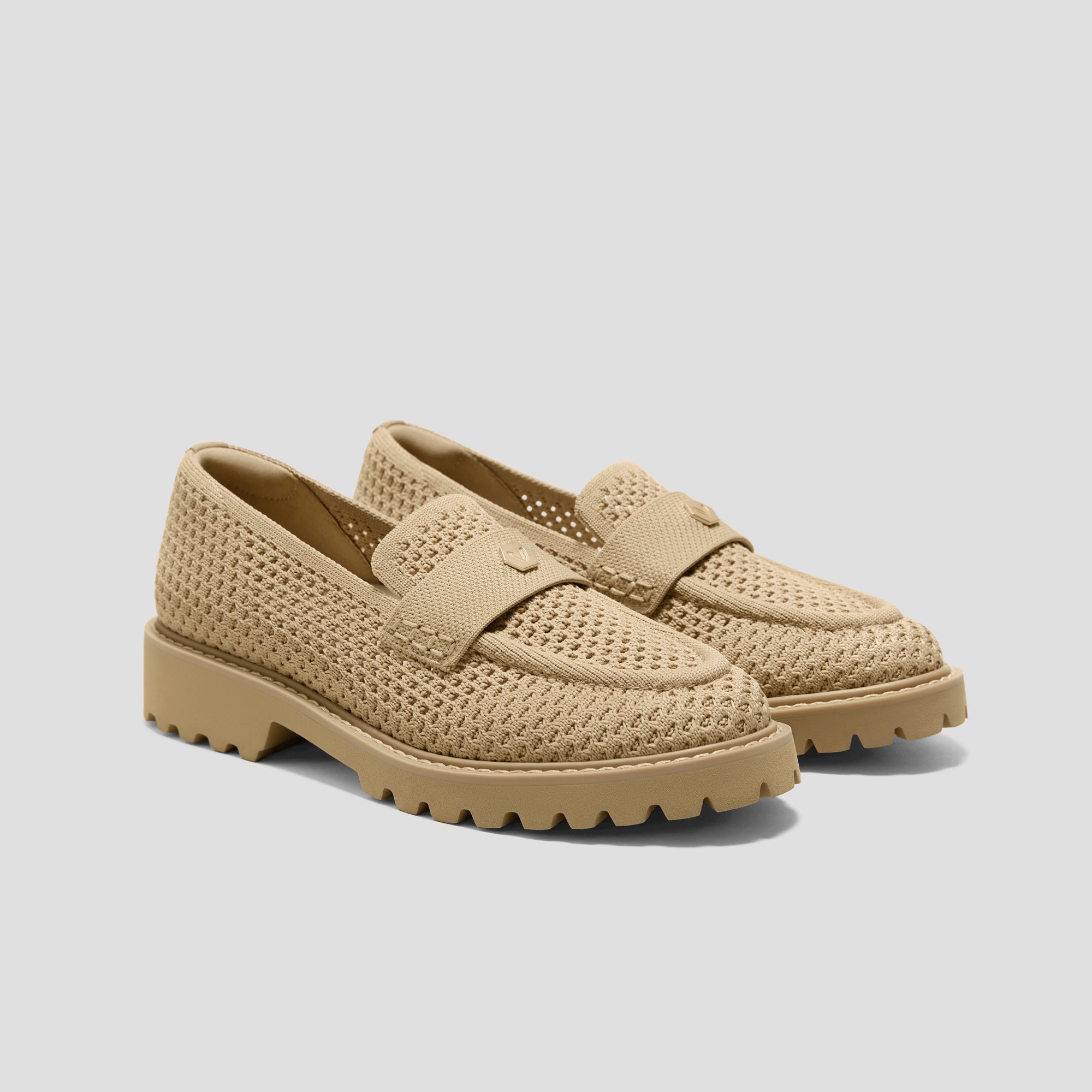 [Francesca] アーモンドトゥ プラットフォーム トラックソールローファー