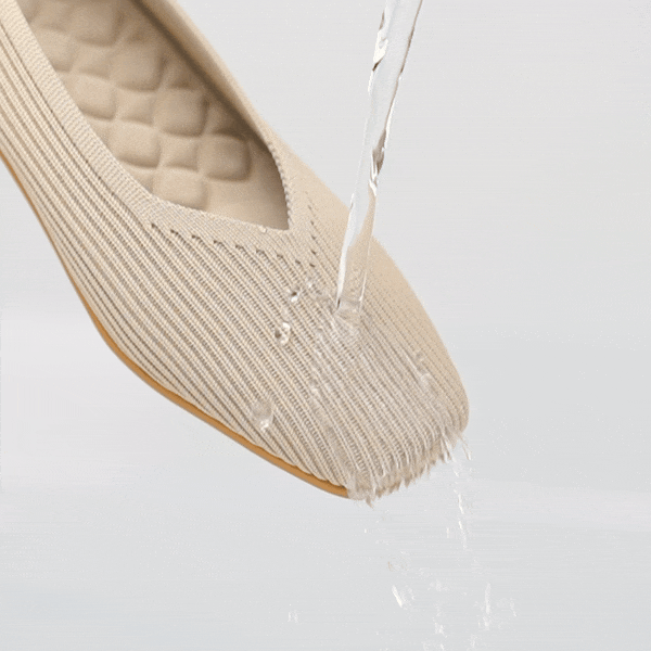 [Margot Walker Super Water Repellent] Square Toe Ultra Lightweight Thick Sole Flat Shoes