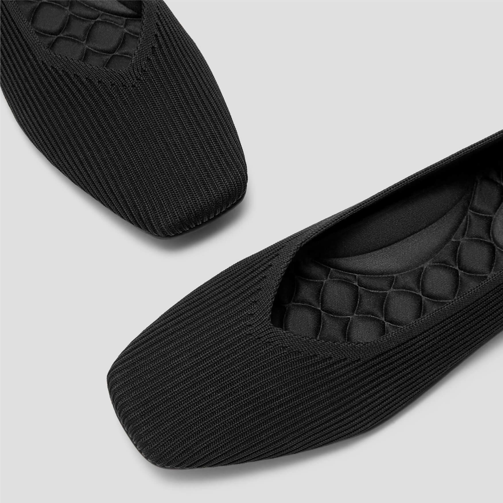 [Margot Walker Super Water Repellent] Square Toe Ultra Lightweight Thick Sole Flat Shoes