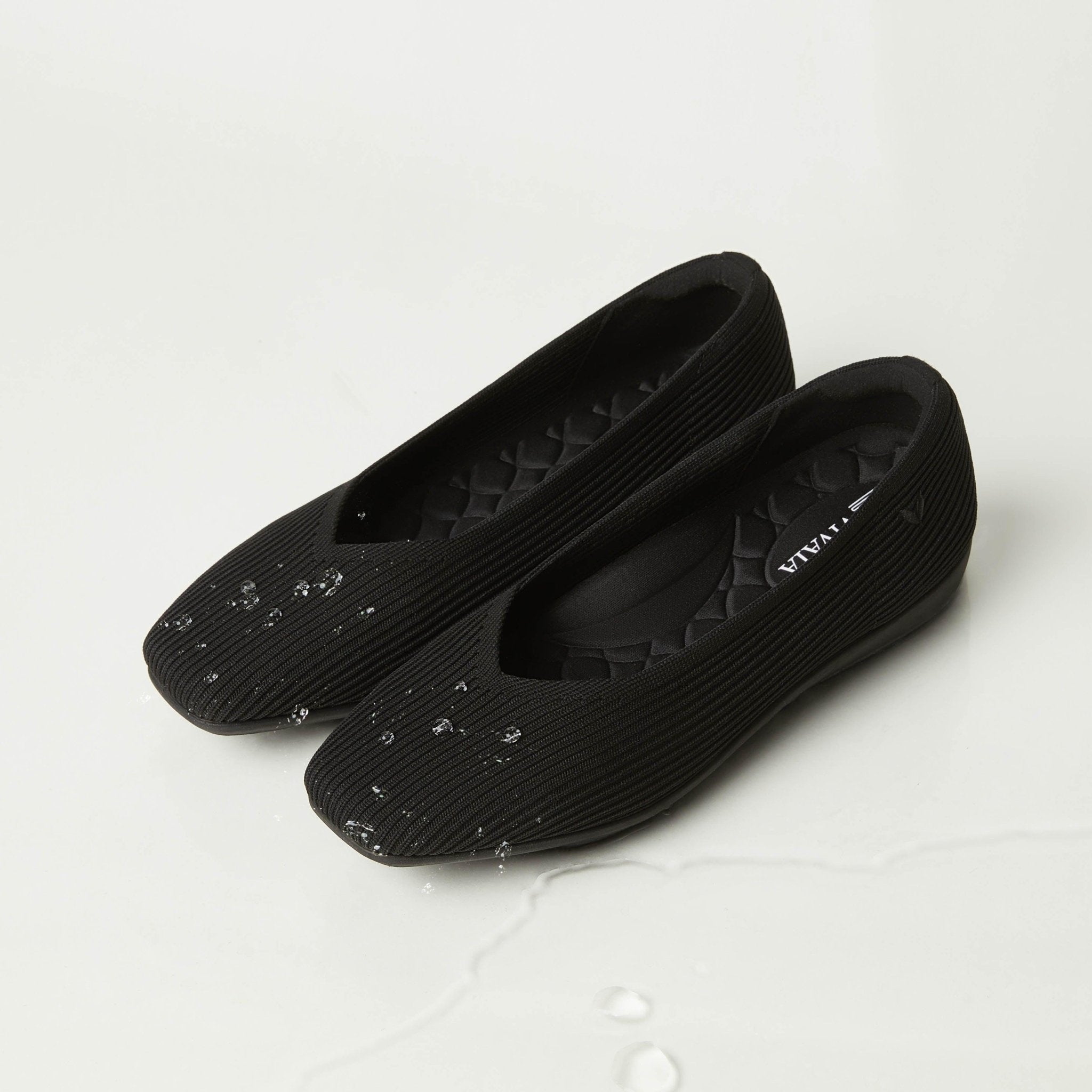 [Margot Walker Super Water Repellent] Square Toe Extra Wide (Compatible with up to 5E) Ultra-lightweight Thick Sole Flat Shoes