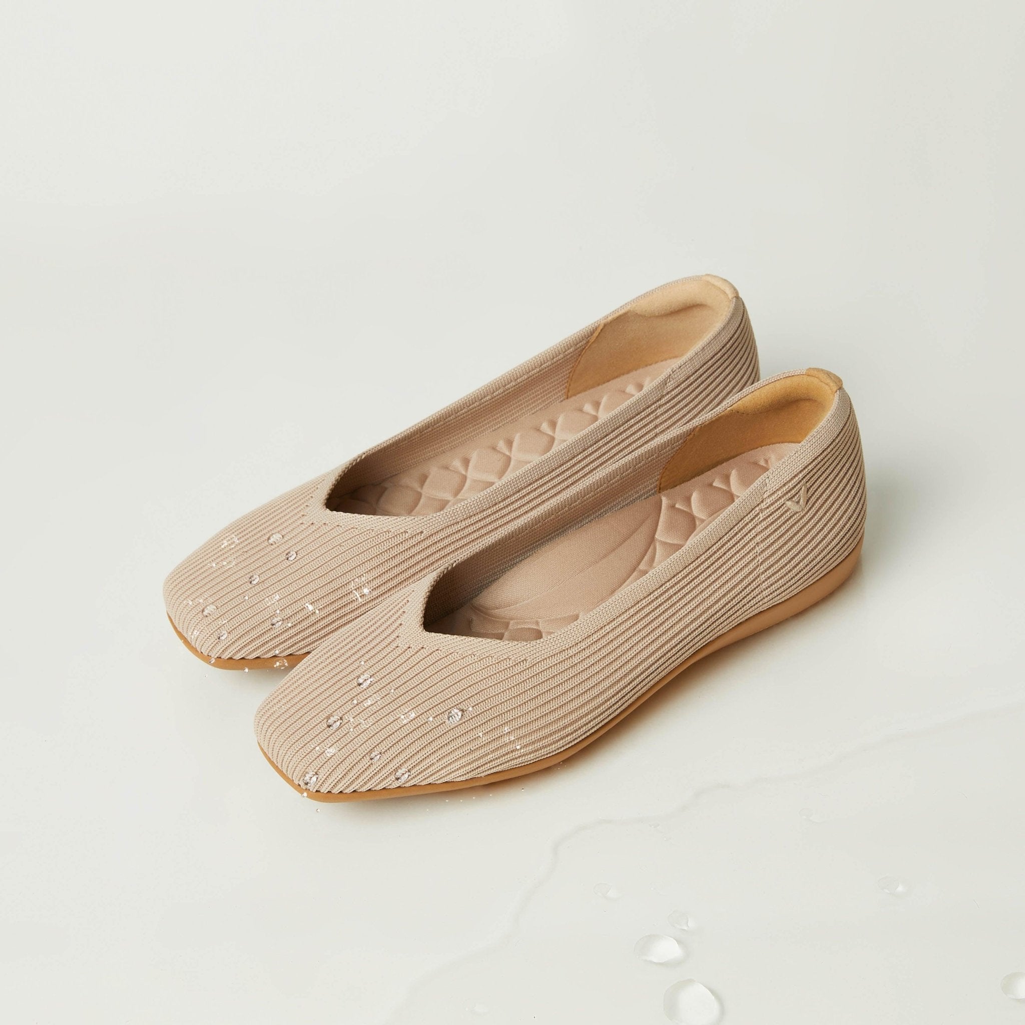 [Margot Walker Super Water Repellent] Square Toe Extra Wide (Compatible with up to 5E) Ultra-lightweight Thick Sole Flat Shoes