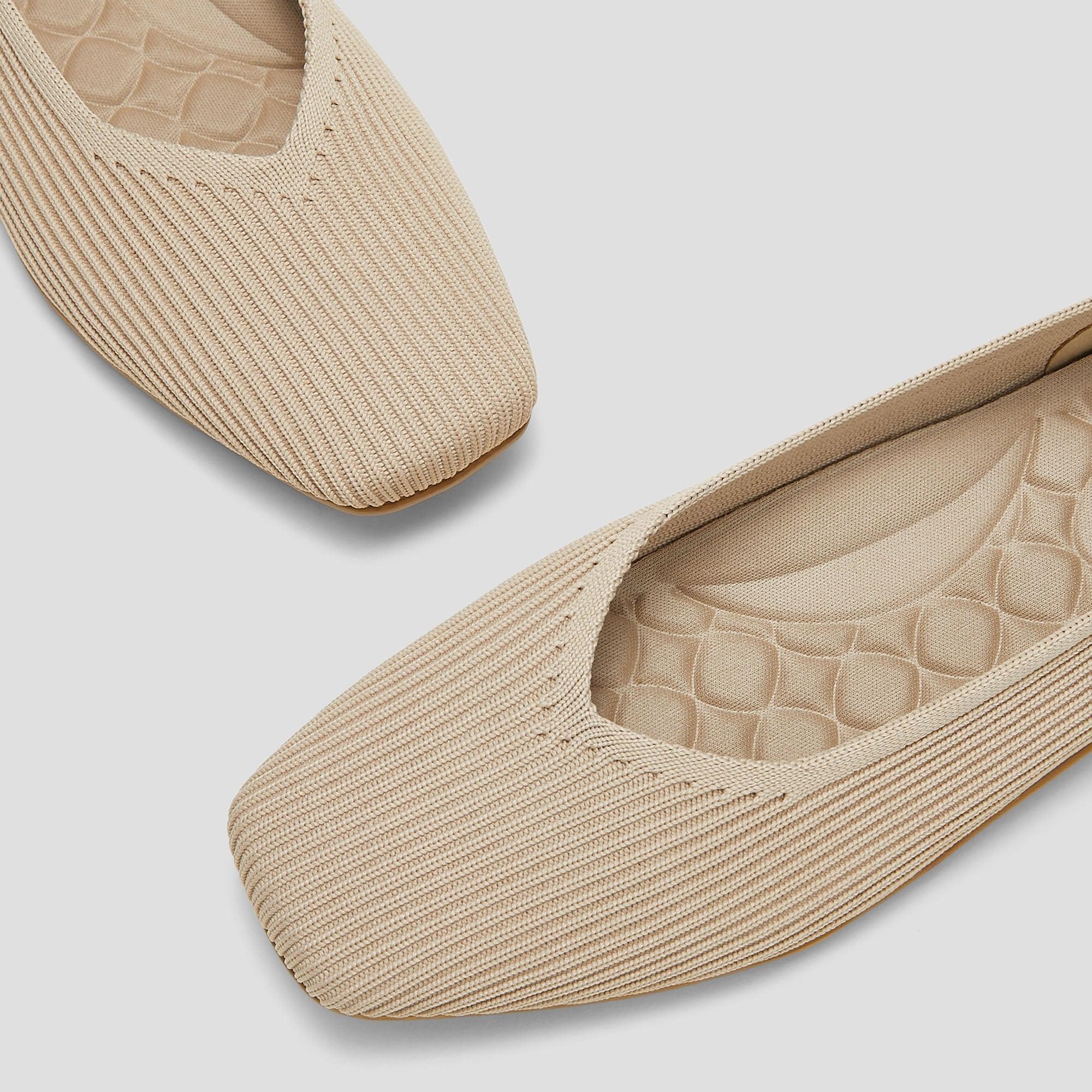 [Margot Walker Super Water Repellent] Square Toe Ultra Lightweight Thick Sole Flat Shoes