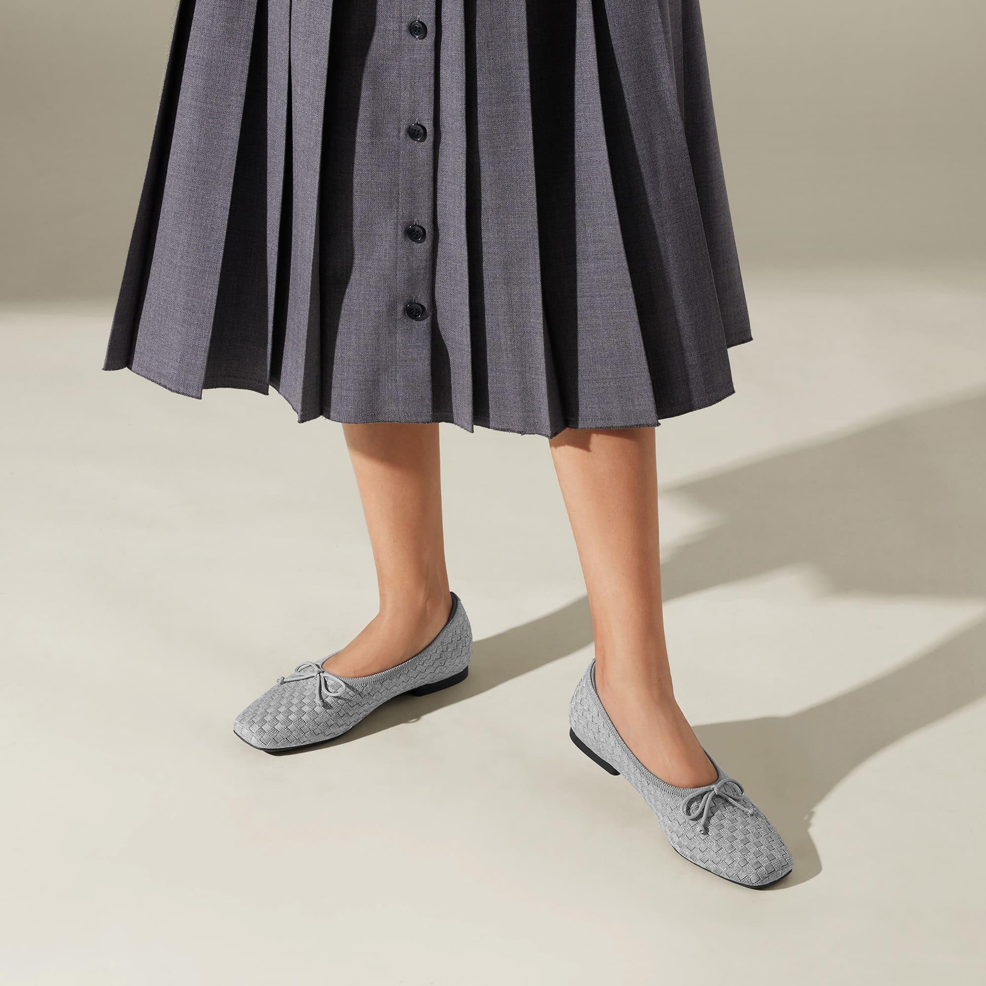 [Margaret] Square toe Bow Ballerina Flat