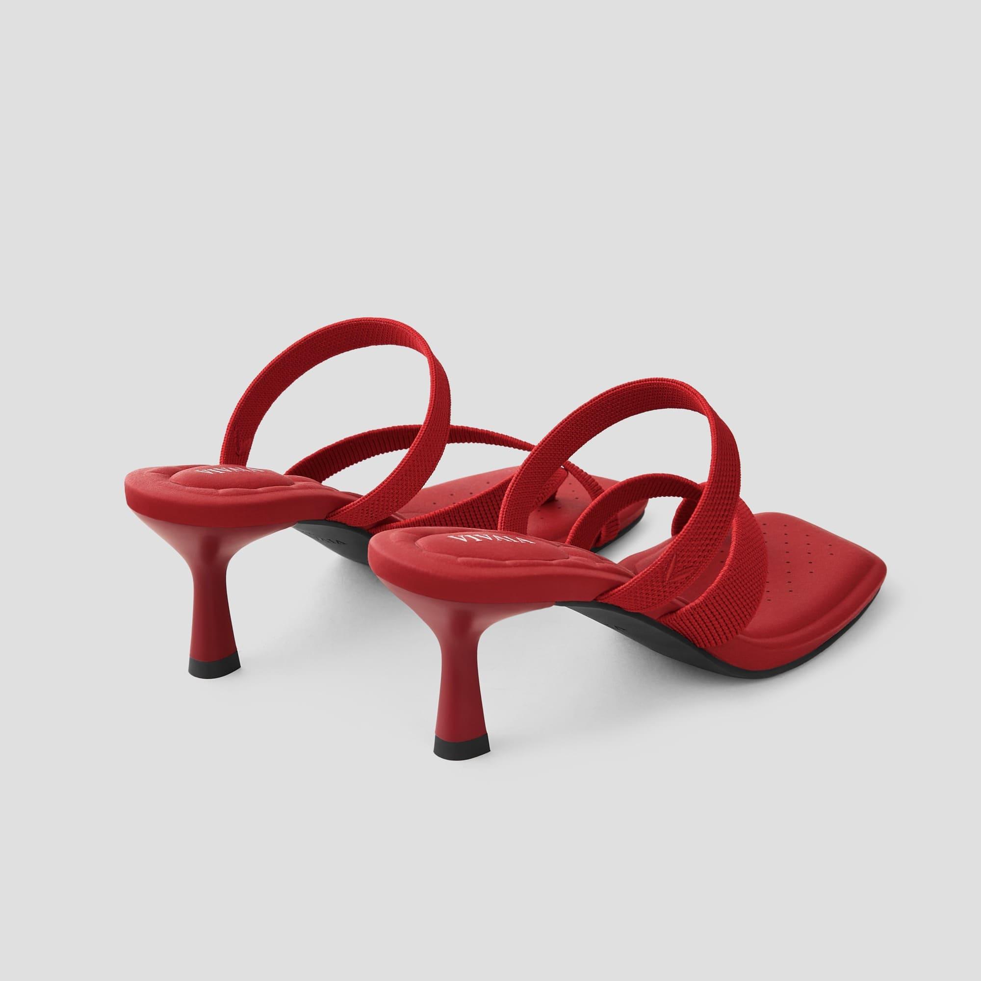 [Alina] Square toe kitten heel strappy sandals