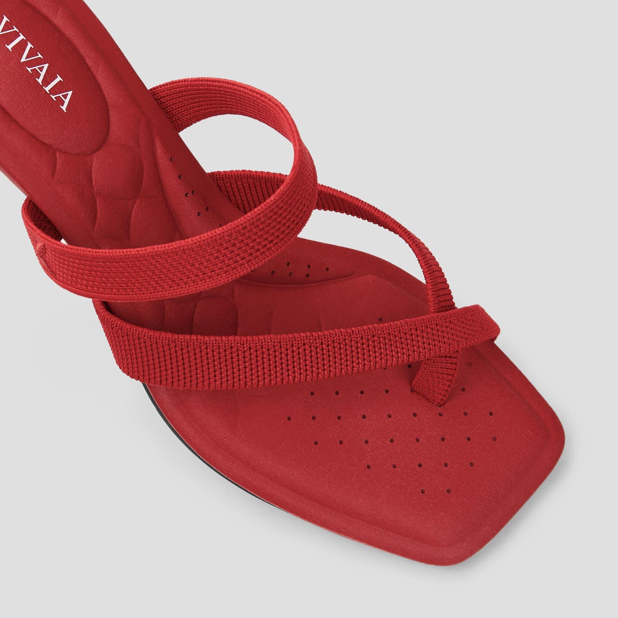 [Alina] Square toe kitten heel strappy sandals