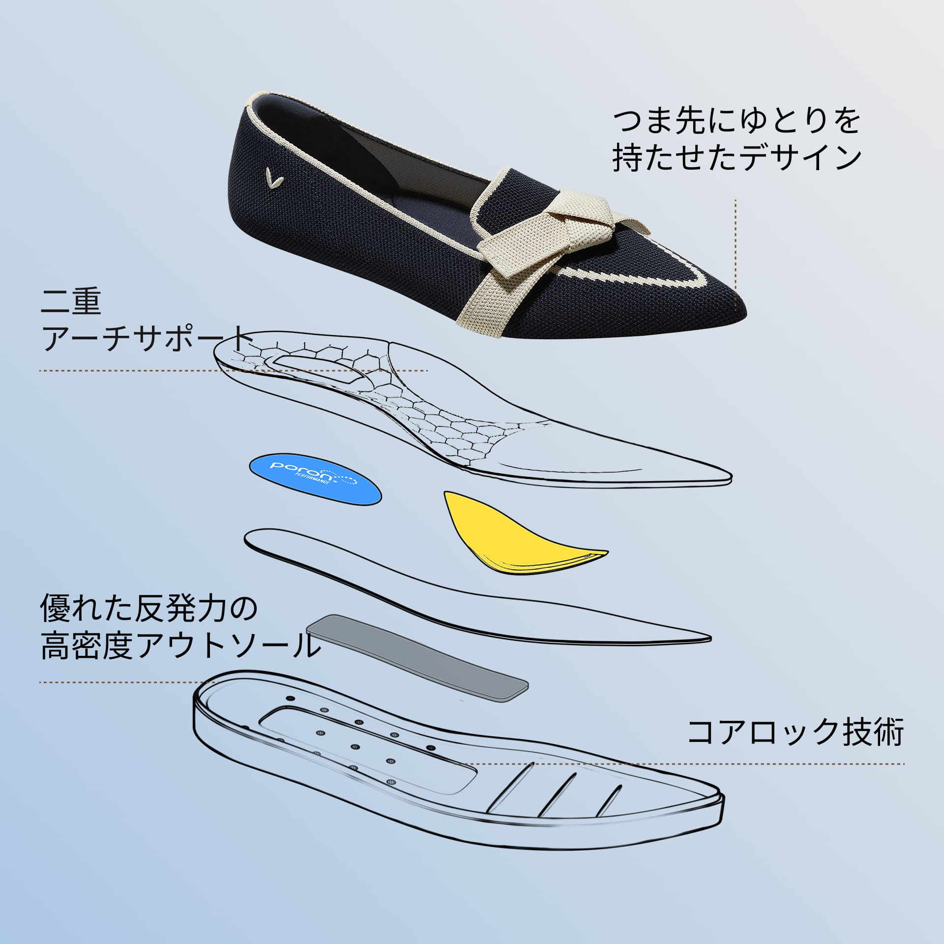 [Valentina] Water-repellent pointed toe with ribbon loafers
