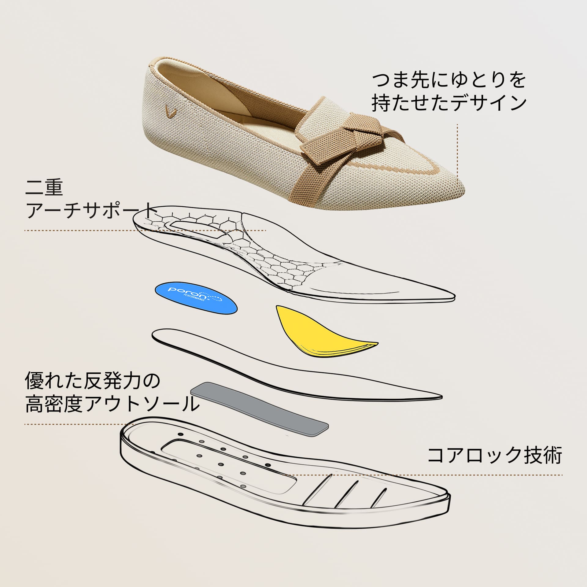 [Valentina] Water-repellent pointed toe with ribbon loafers