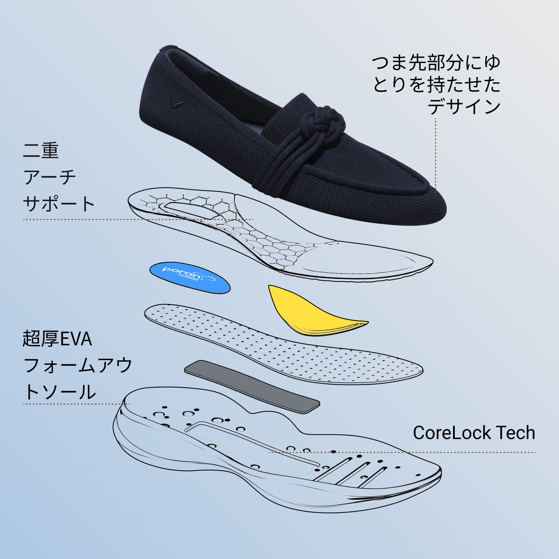 [Walker Pro Iasmin] Water-repellent round toe sneakers loafers