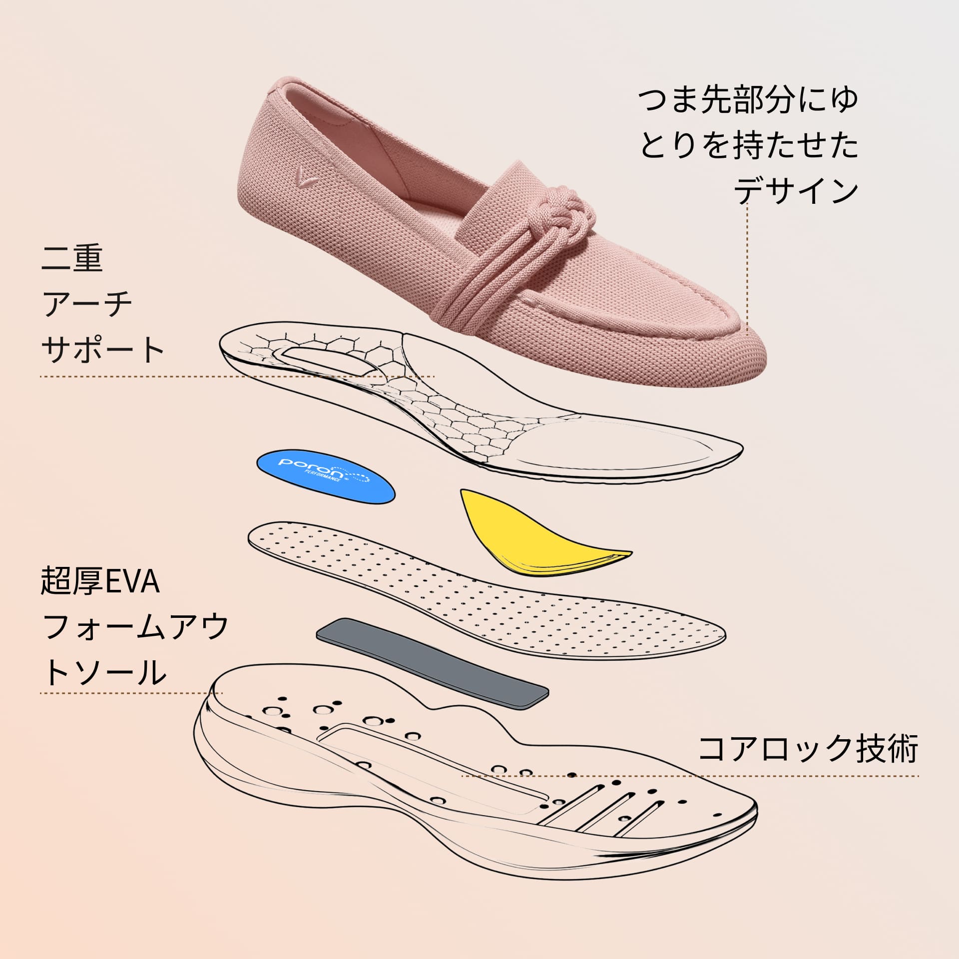 [Walker Pro Iasmin] Water-repellent round toe sneakers loafers