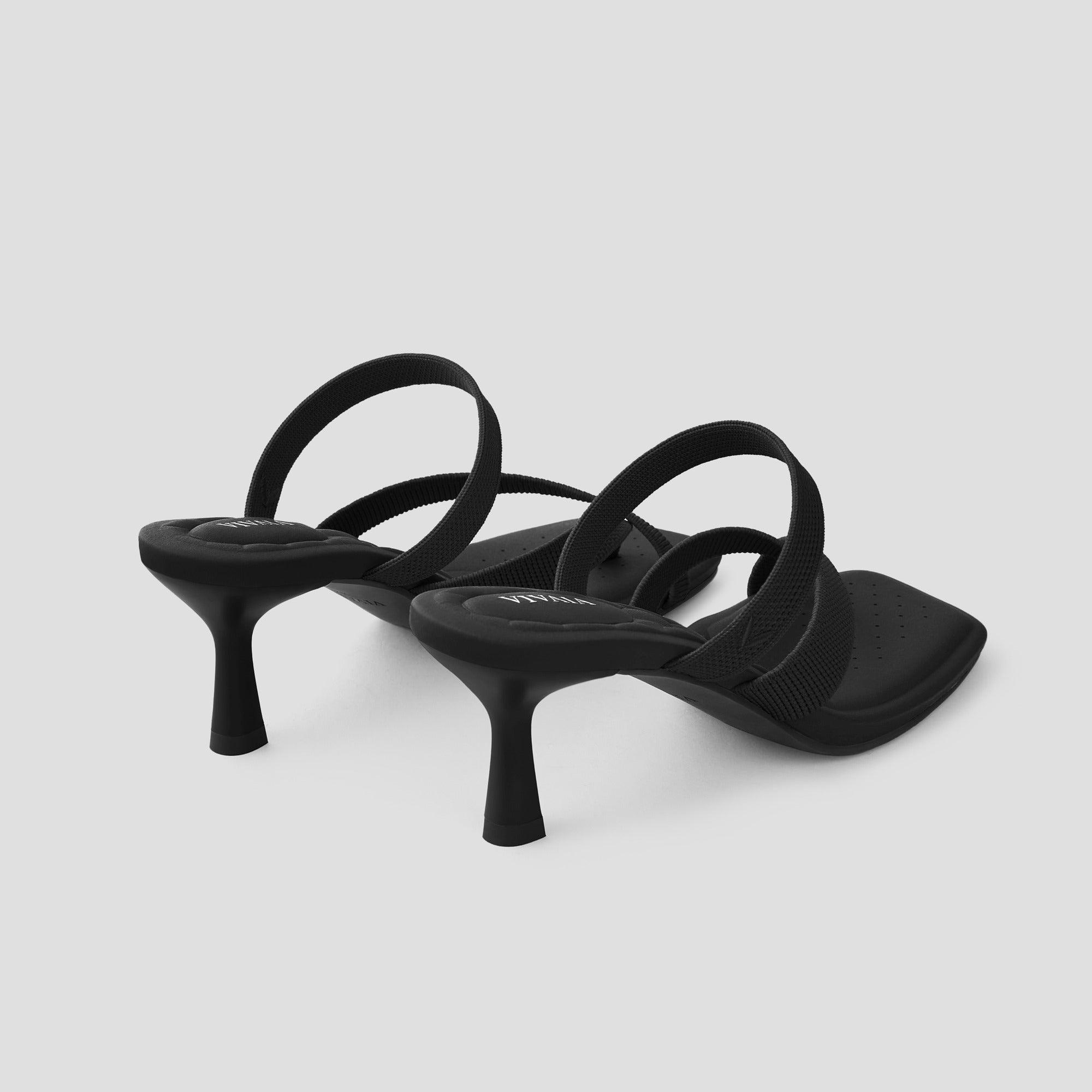 [Alina] Square toe kitten heel strappy sandals