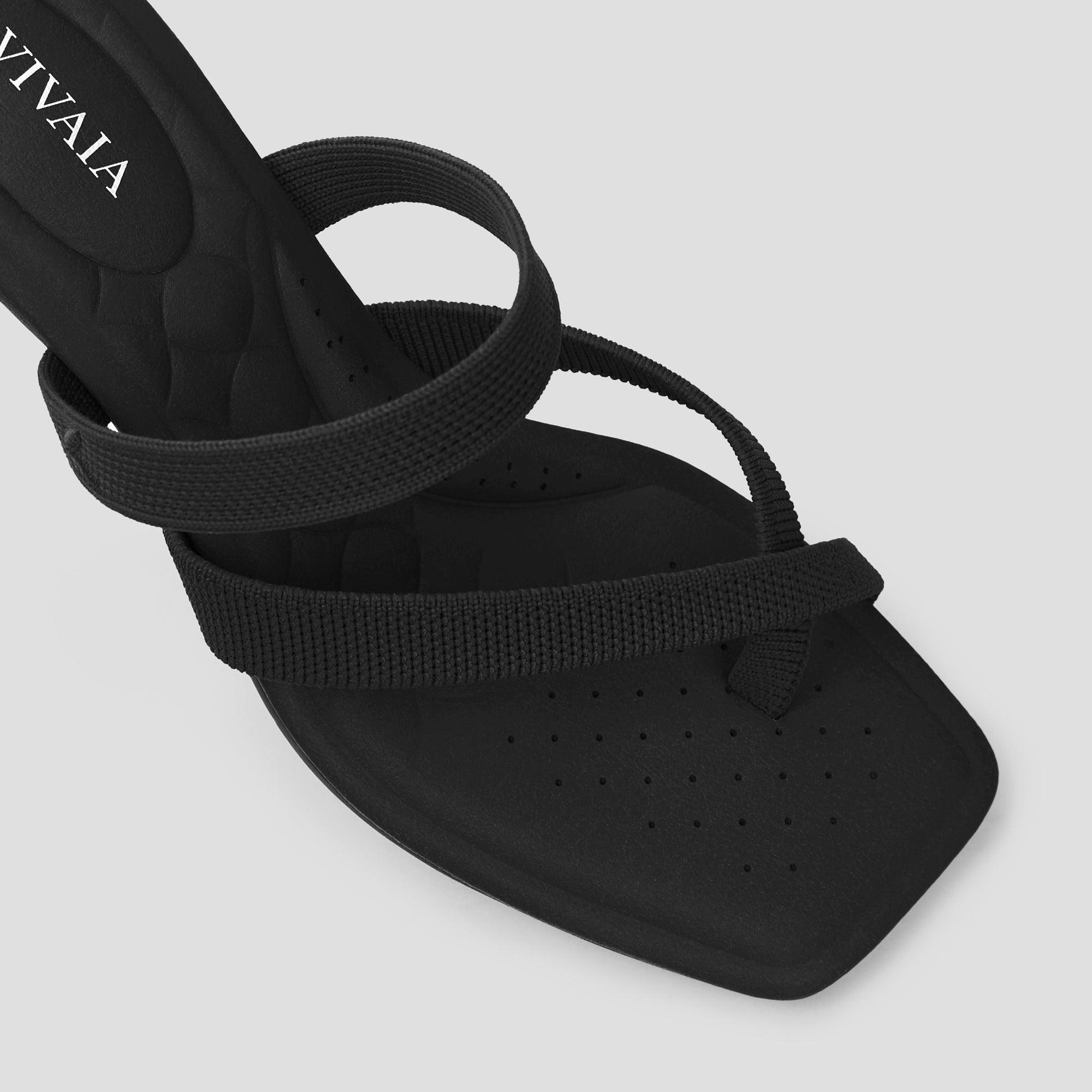 [Alina] Square toe kitten heel strappy sandals