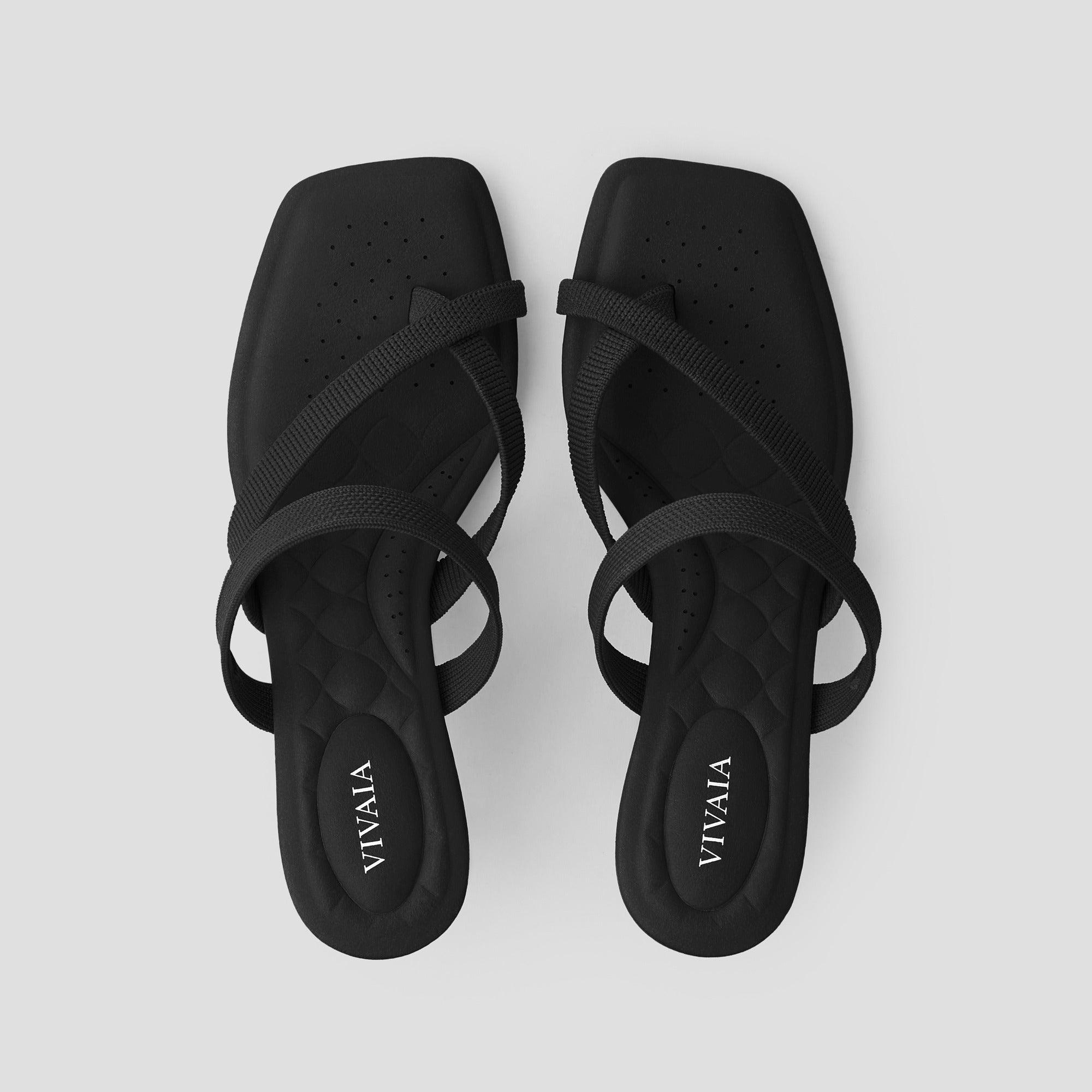 [Alina] Square toe kitten heel strappy sandals