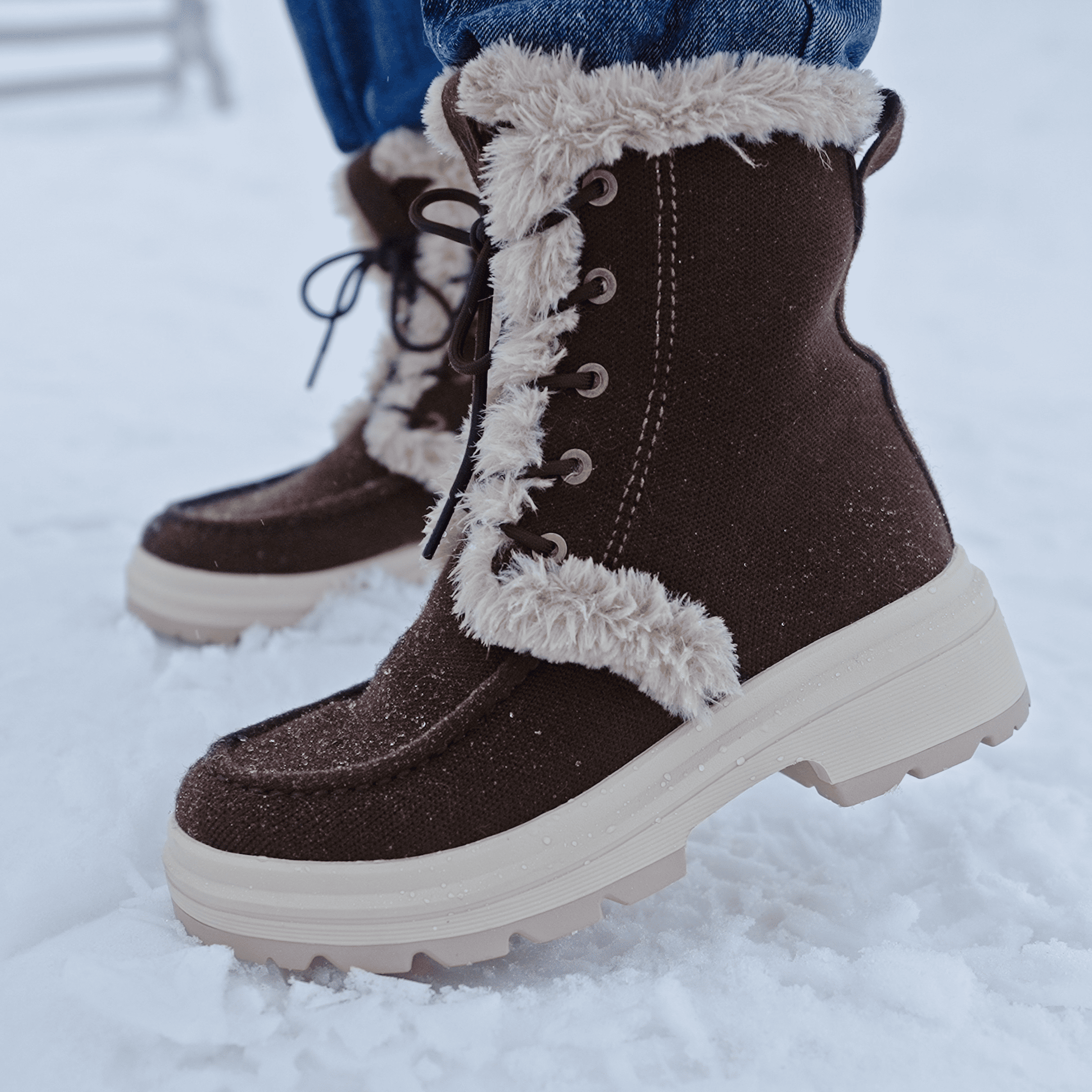 [Terry] ラウンドトゥ 撥水加工 軽量保温ブーツ