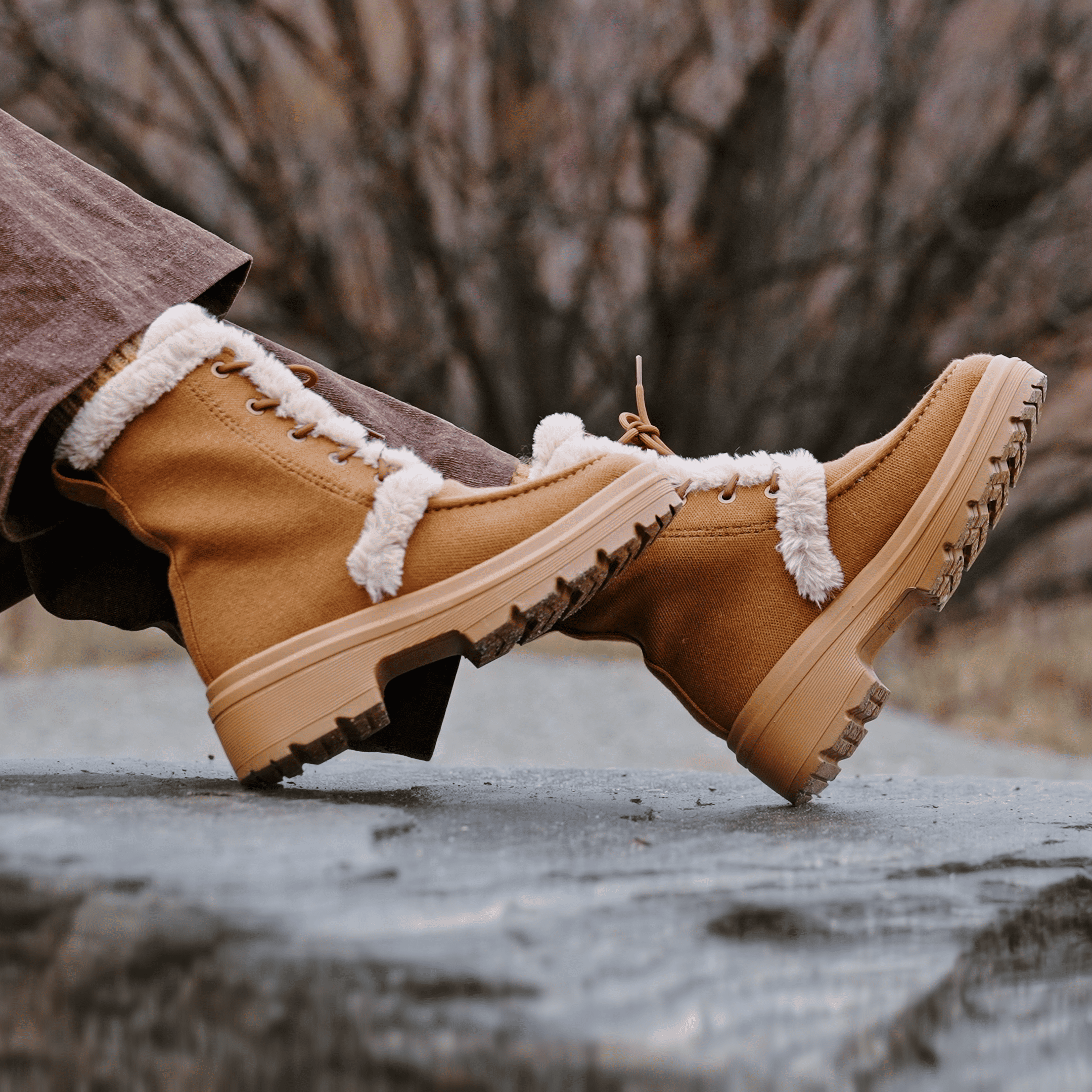 [Terry] ラウンドトゥ 撥水加工 軽量保温ブーツ